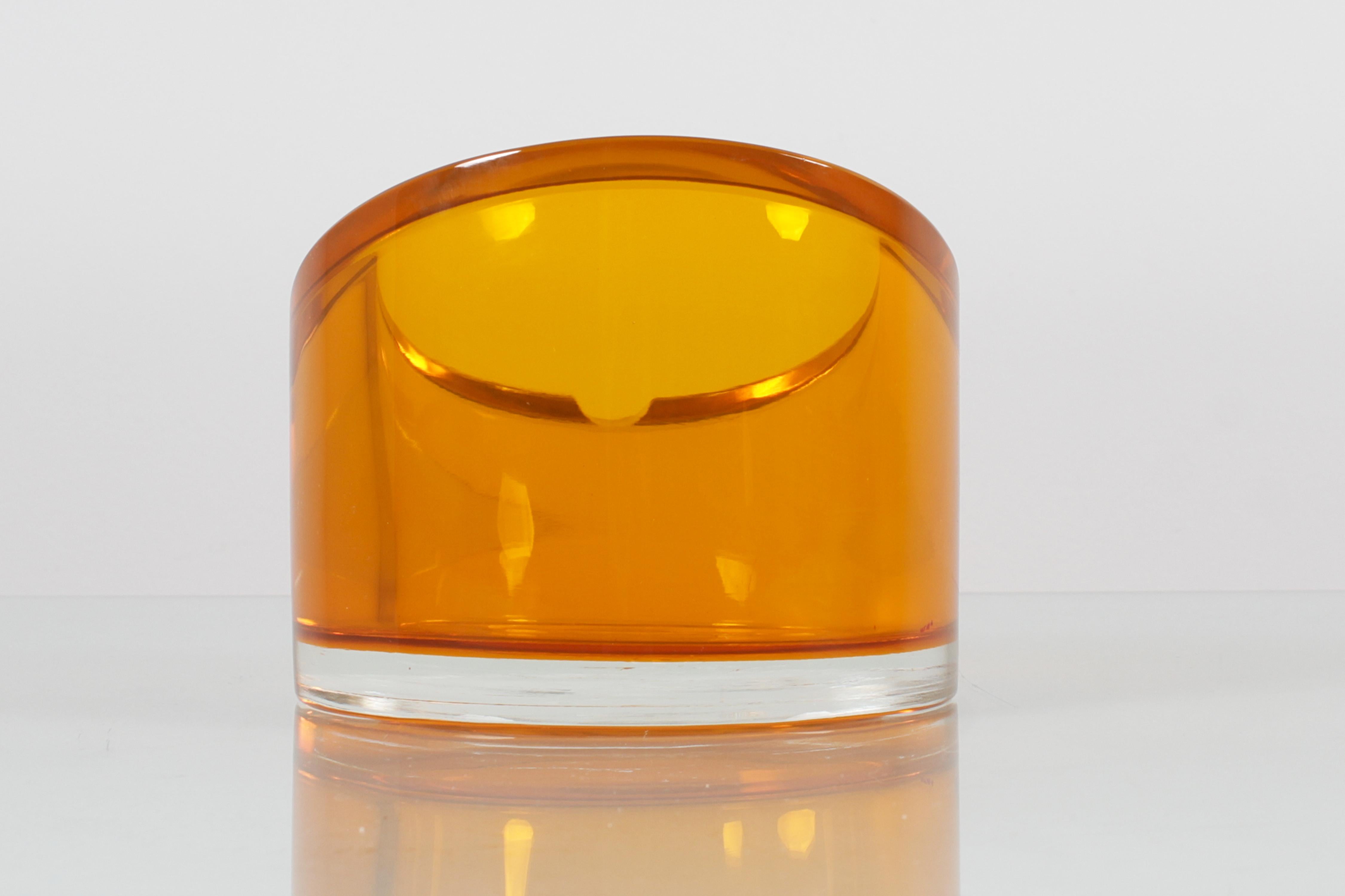 Cendrier en verre de Murano ambre, style Seguso, milieu du siècle, Italie des années 70 en vente 1