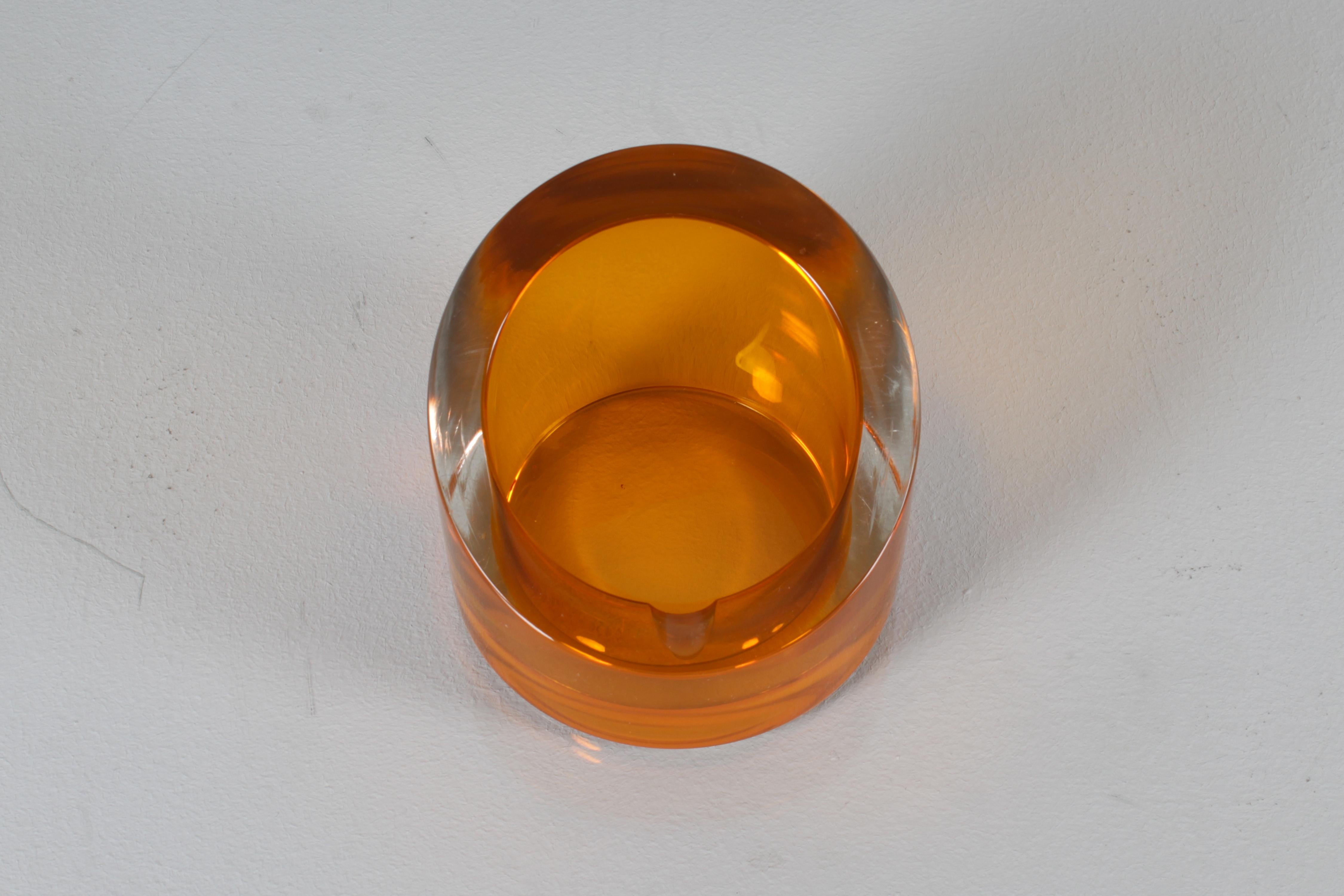 Cendrier en verre de Murano ambre, style Seguso, milieu du siècle, Italie des années 70 en vente 2
