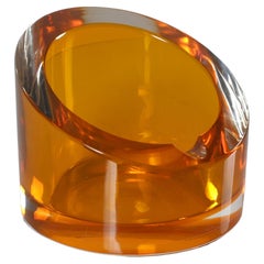 Cendrier en verre de Murano ambre, style Seguso, milieu du siècle, Italie des années 70