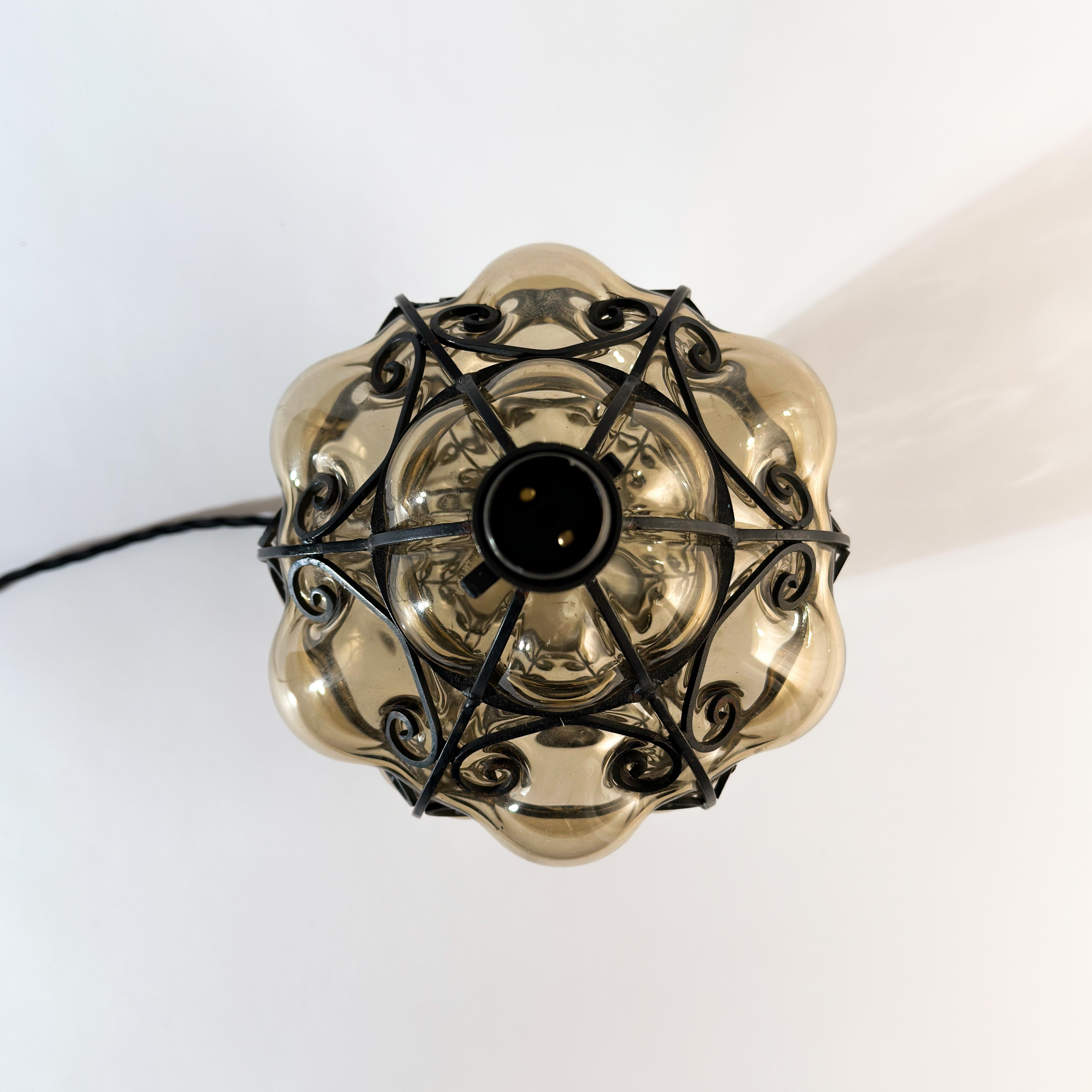 Italian Caged Glass Table Lamp, circa 1950s, Italy For Sale