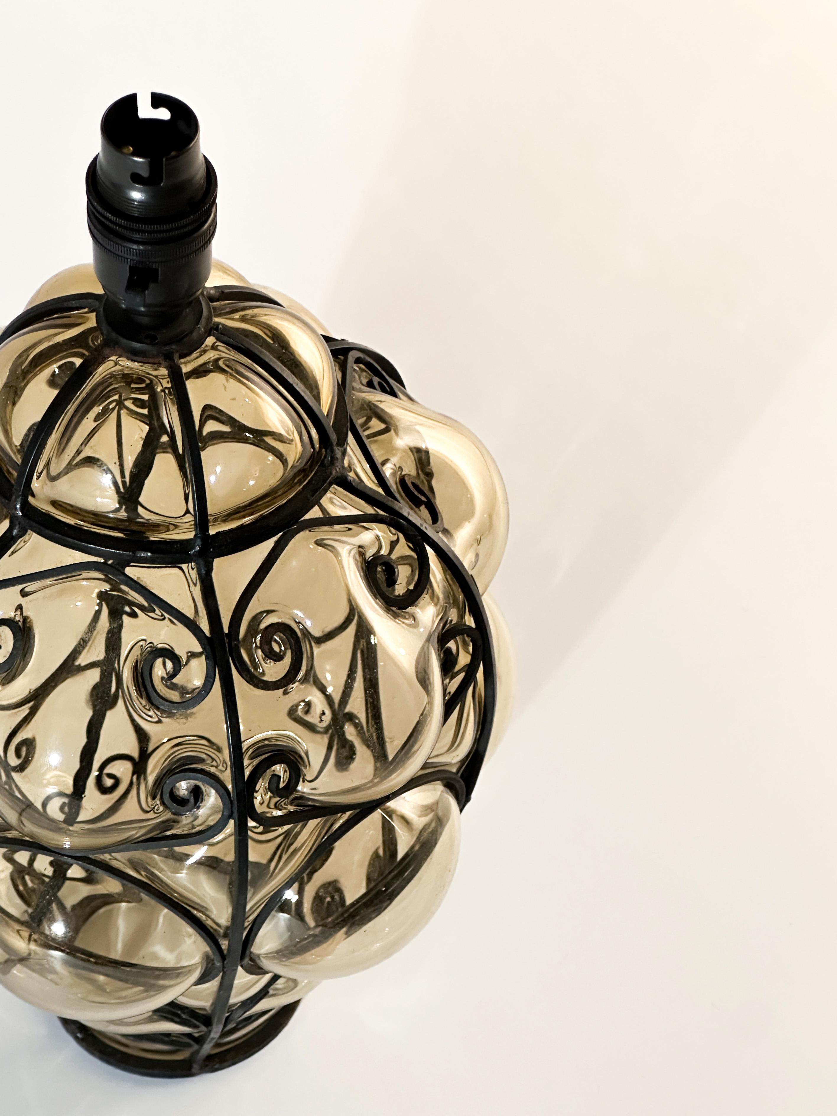 20th Century Caged Glass Table Lamp, circa 1950s, Italy For Sale