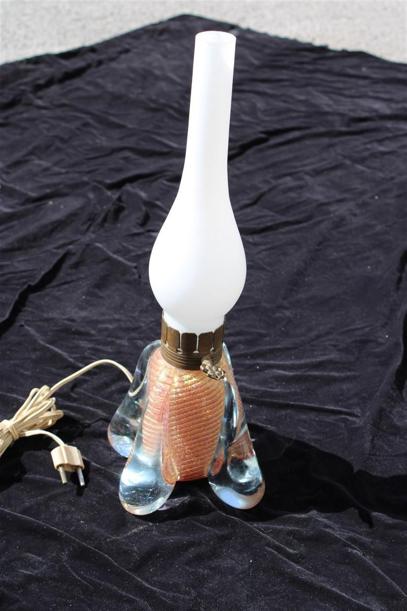 Murano Glass Midcentury Seguso Table Lamp Gold Dust Inside Italian Design, 1940s