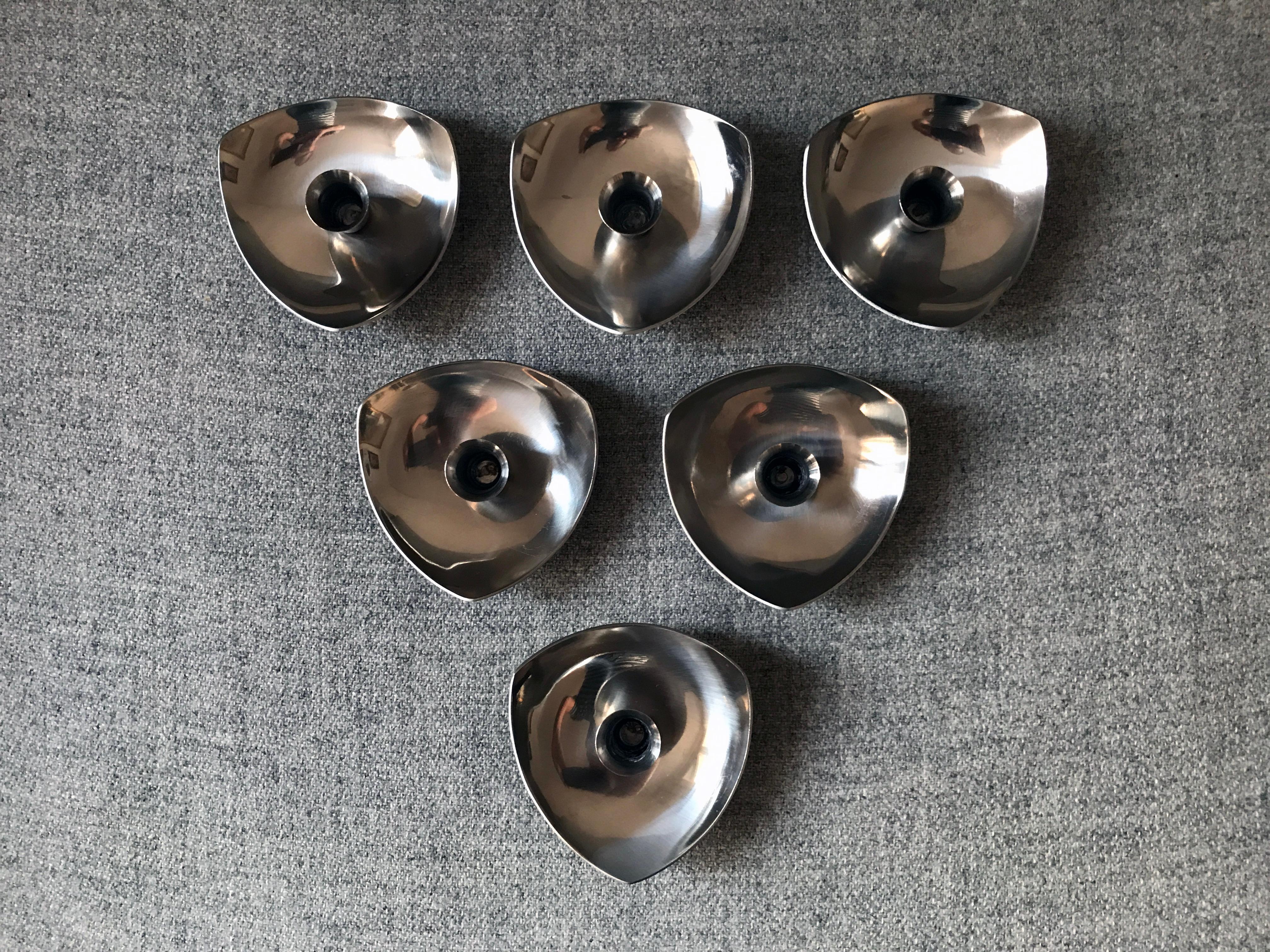 20th Century Mid-Century Selandia Danish Stainless Steel Candleholders For Sale