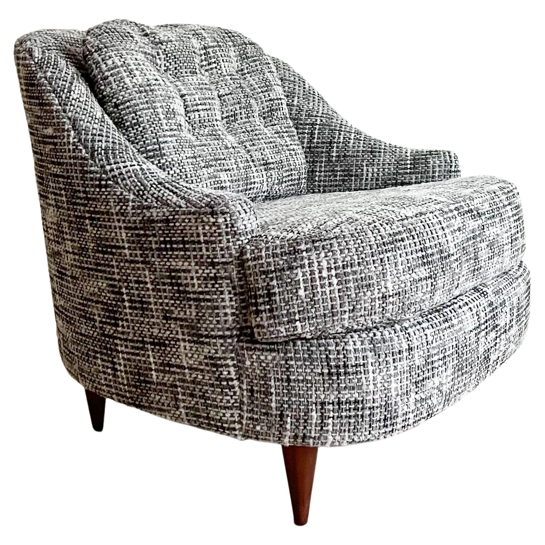 Mid Century Selig Imperial Barrel Back Lounge Chair w/ New Upholstery