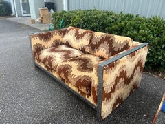 Mid Century Selig Monroe Milo Baughman Style Chrome Loveseat