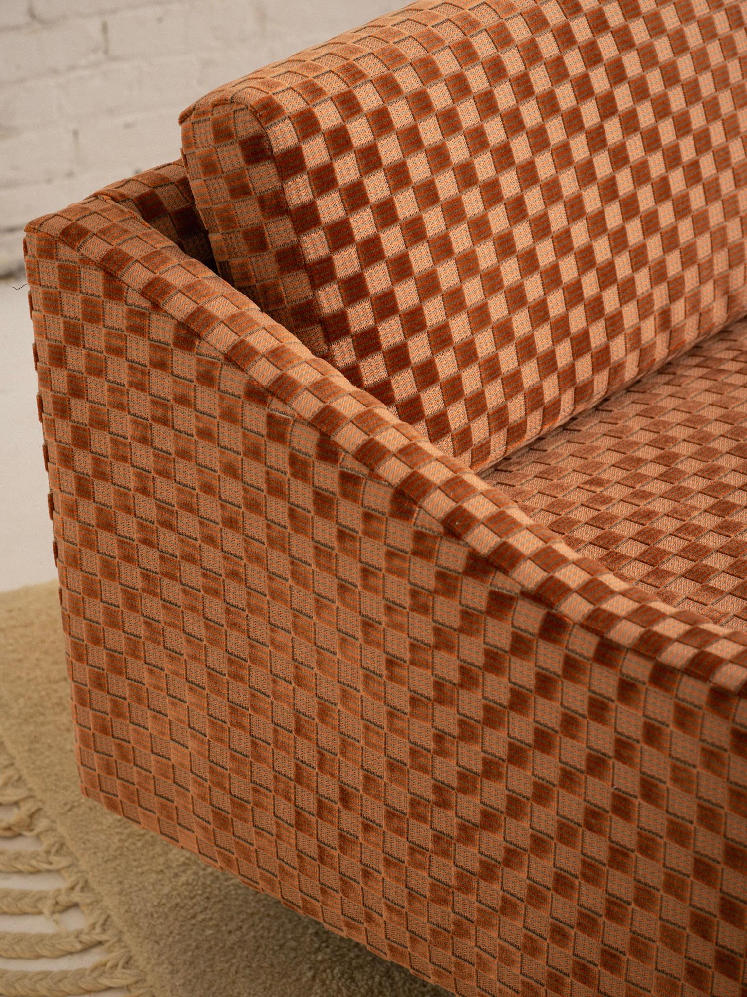 Mid Century Selig Sofa in Checkered Velvet 3