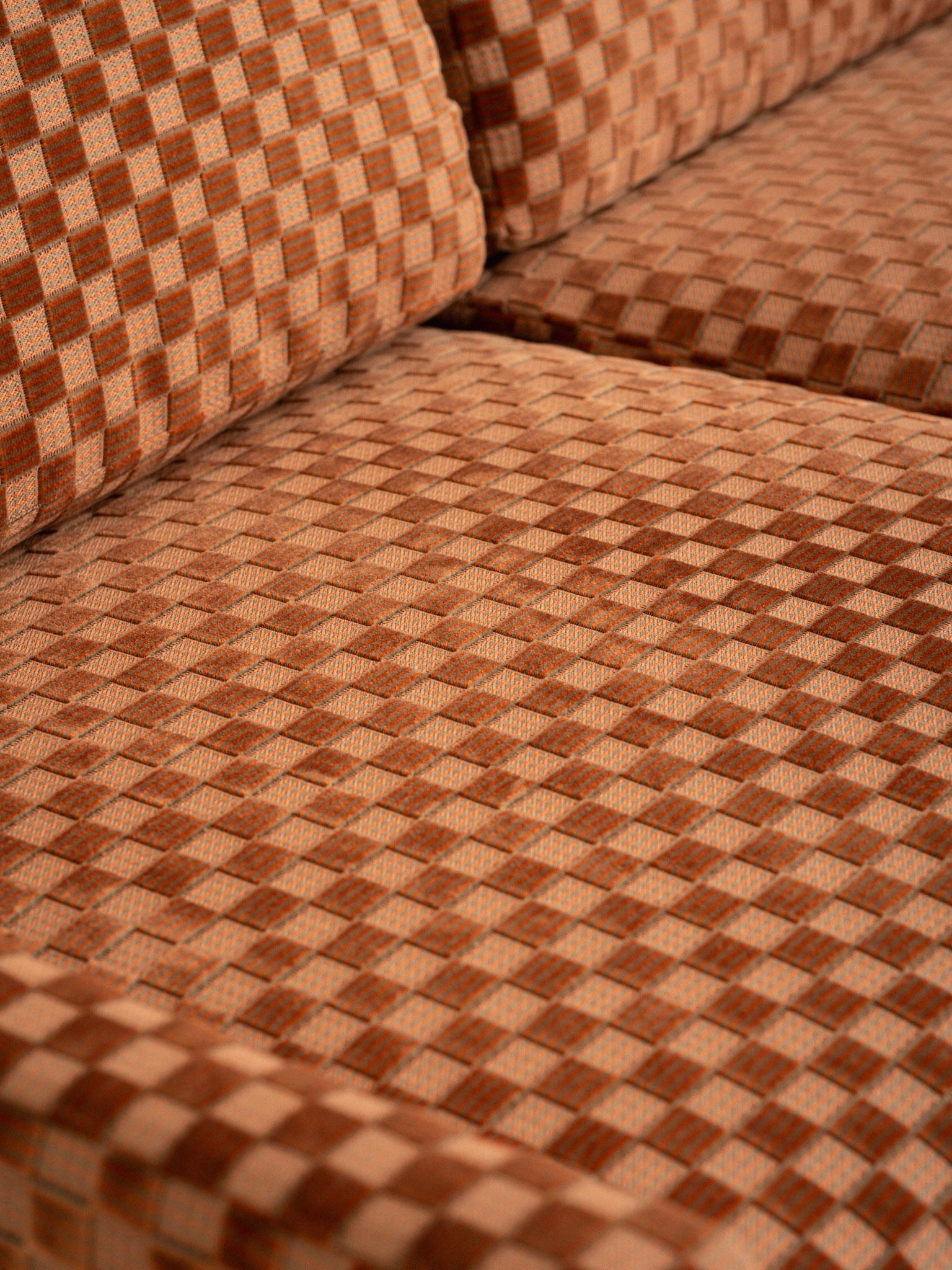 Mid Century Selig Sofa in Checkered Velvet 4