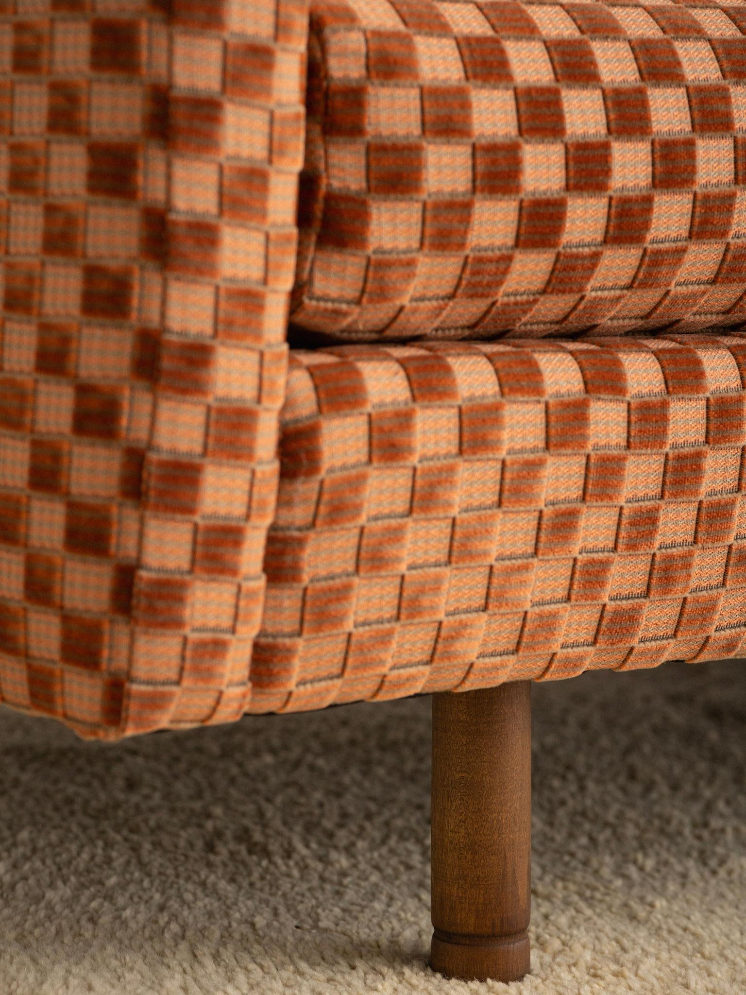 Mid Century Selig Sofa in Checkered Velvet 5