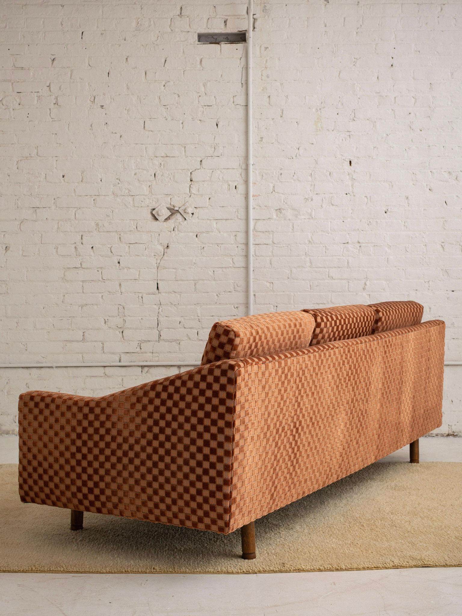 Mid-Century Modern Mid Century Selig Sofa in Checkered Velvet