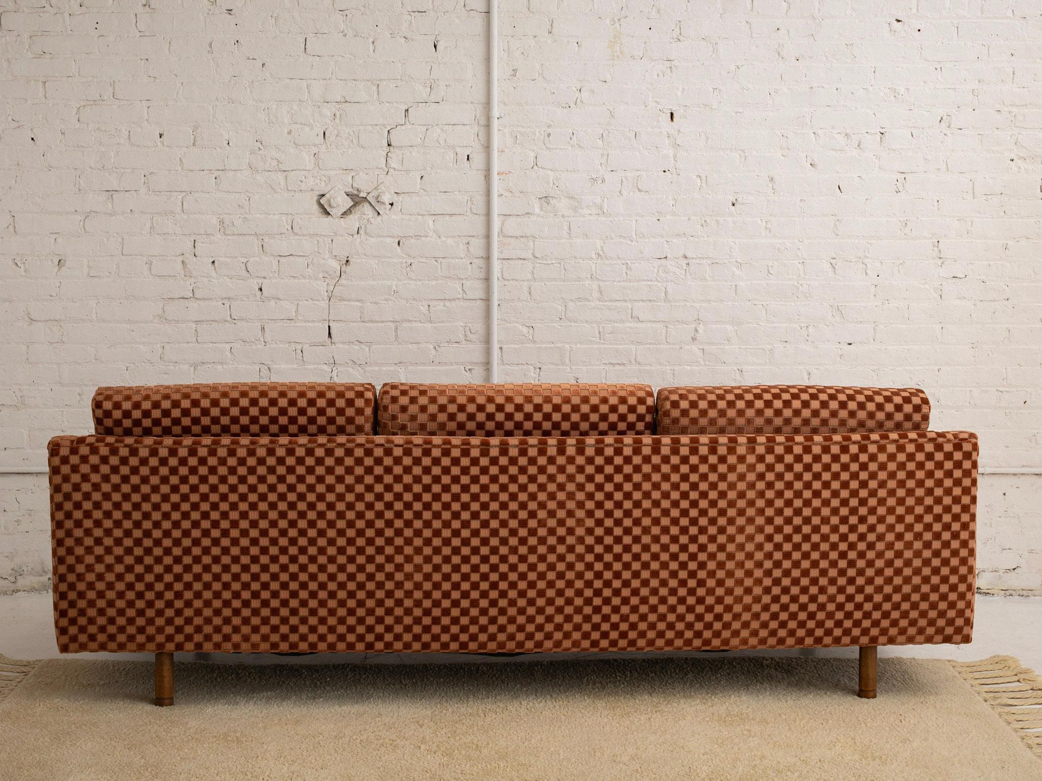 American Mid Century Selig Sofa in Checkered Velvet