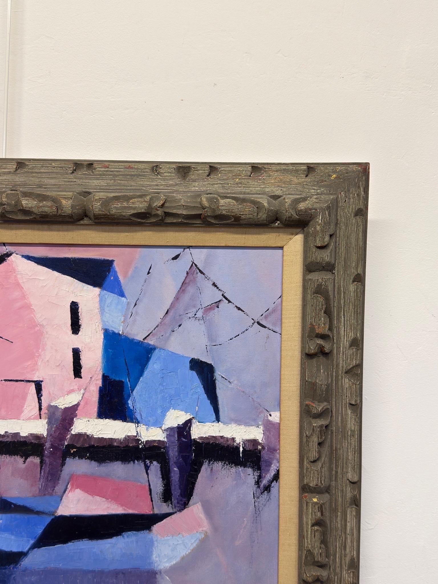 Pintura semiabstracta de mediados de siglo, acrílico sobre lienzo, Marion '66 en venta 3