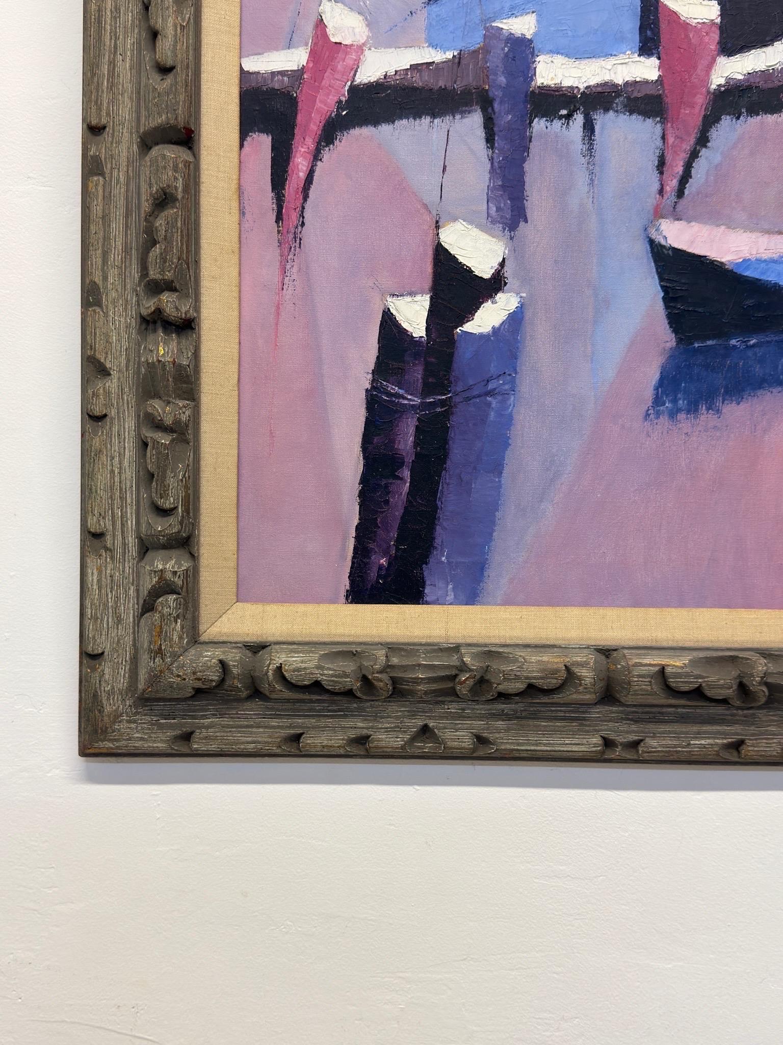 Pintura semiabstracta de mediados de siglo, acrílico sobre lienzo, Marion '66 en venta 4