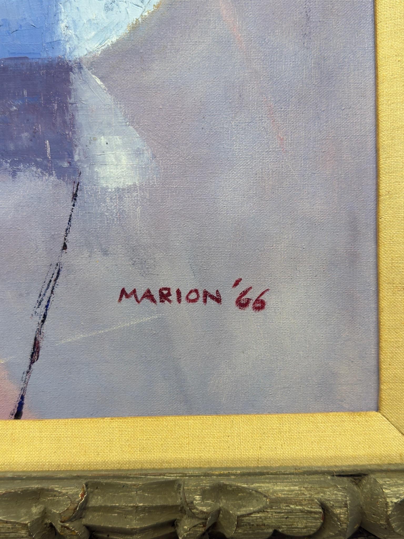 Pintura semiabstracta de mediados de siglo, acrílico sobre lienzo, Marion '66 en venta 5