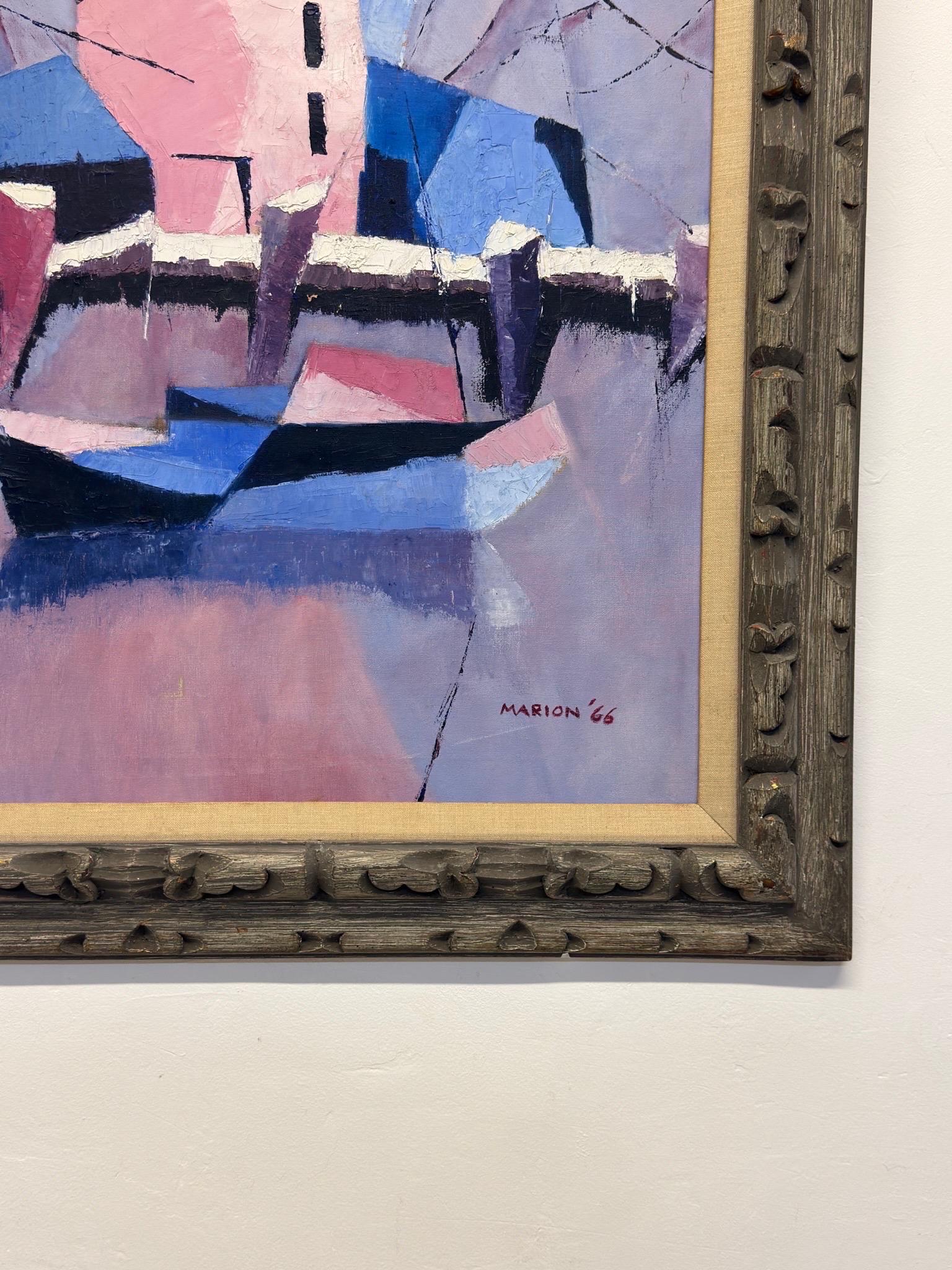 Pintura semiabstracta de mediados de siglo, acrílico sobre lienzo, Marion '66 en venta 11
