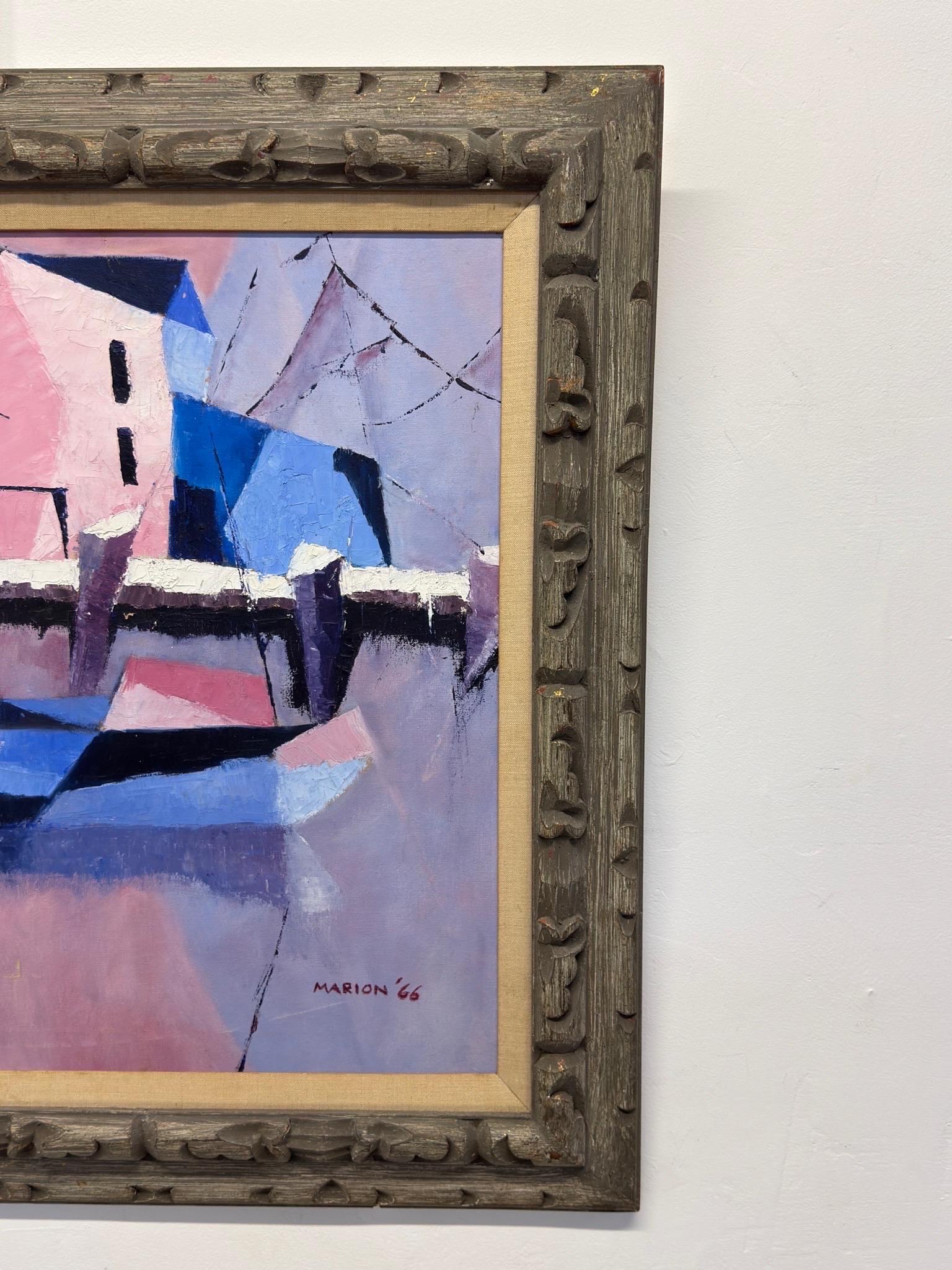 Pintura semiabstracta de mediados de siglo, acrílico sobre lienzo, Marion '66 siglo XX en venta