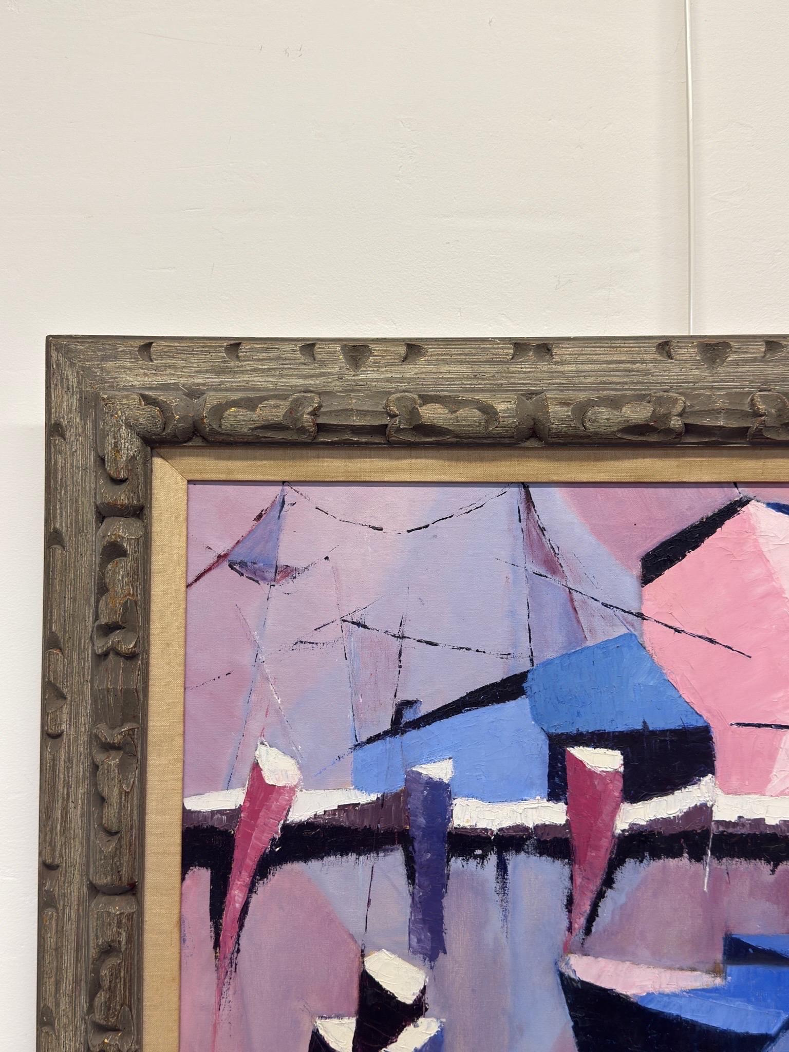 Pintura semiabstracta de mediados de siglo, acrílico sobre lienzo, Marion '66 en venta 1