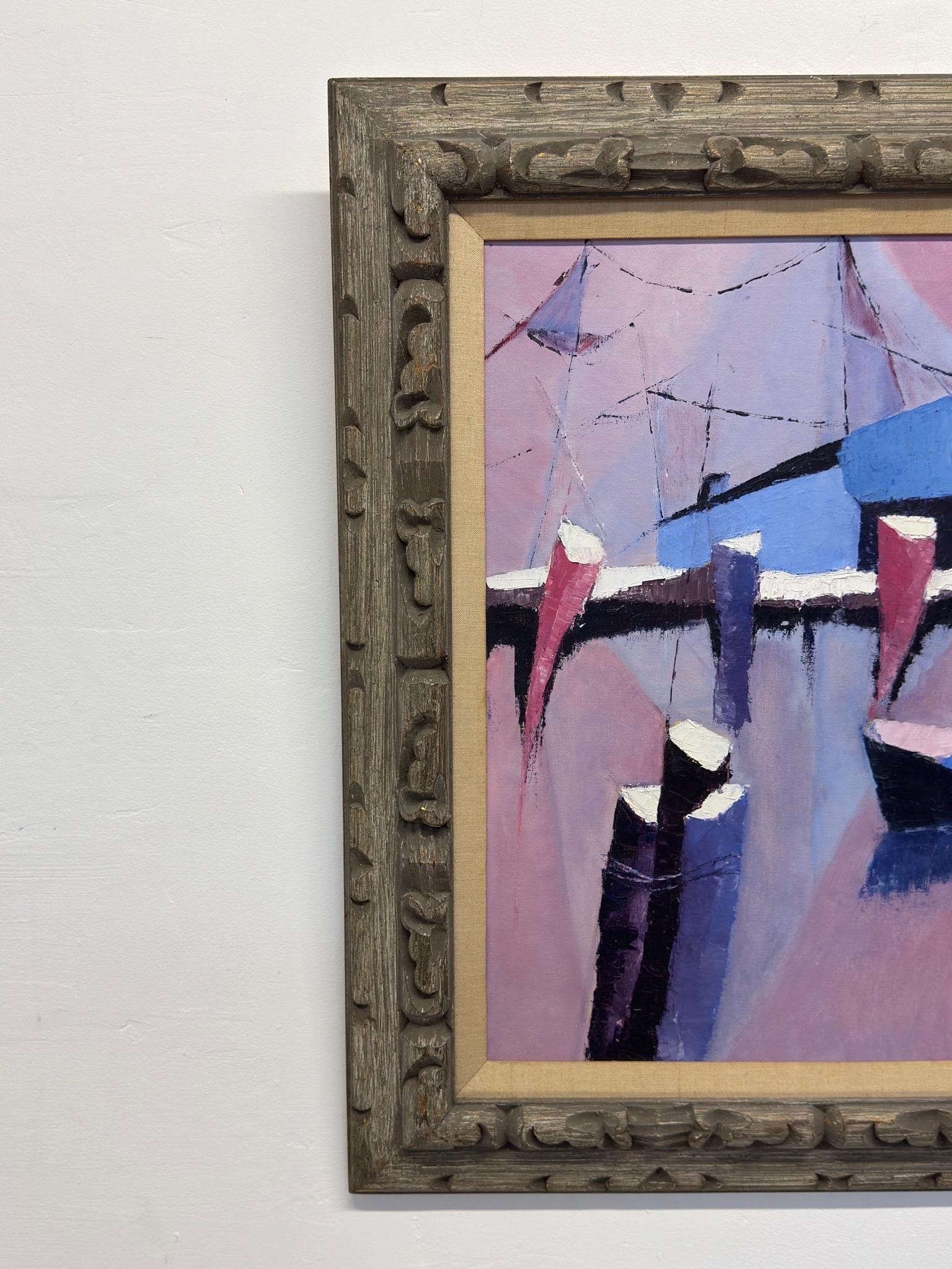 Pintura semiabstracta de mediados de siglo, acrílico sobre lienzo, Marion '66 en venta 2
