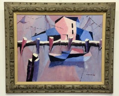 Pintura semiabstracta de mediados de siglo, acrílico sobre lienzo, Marion '66