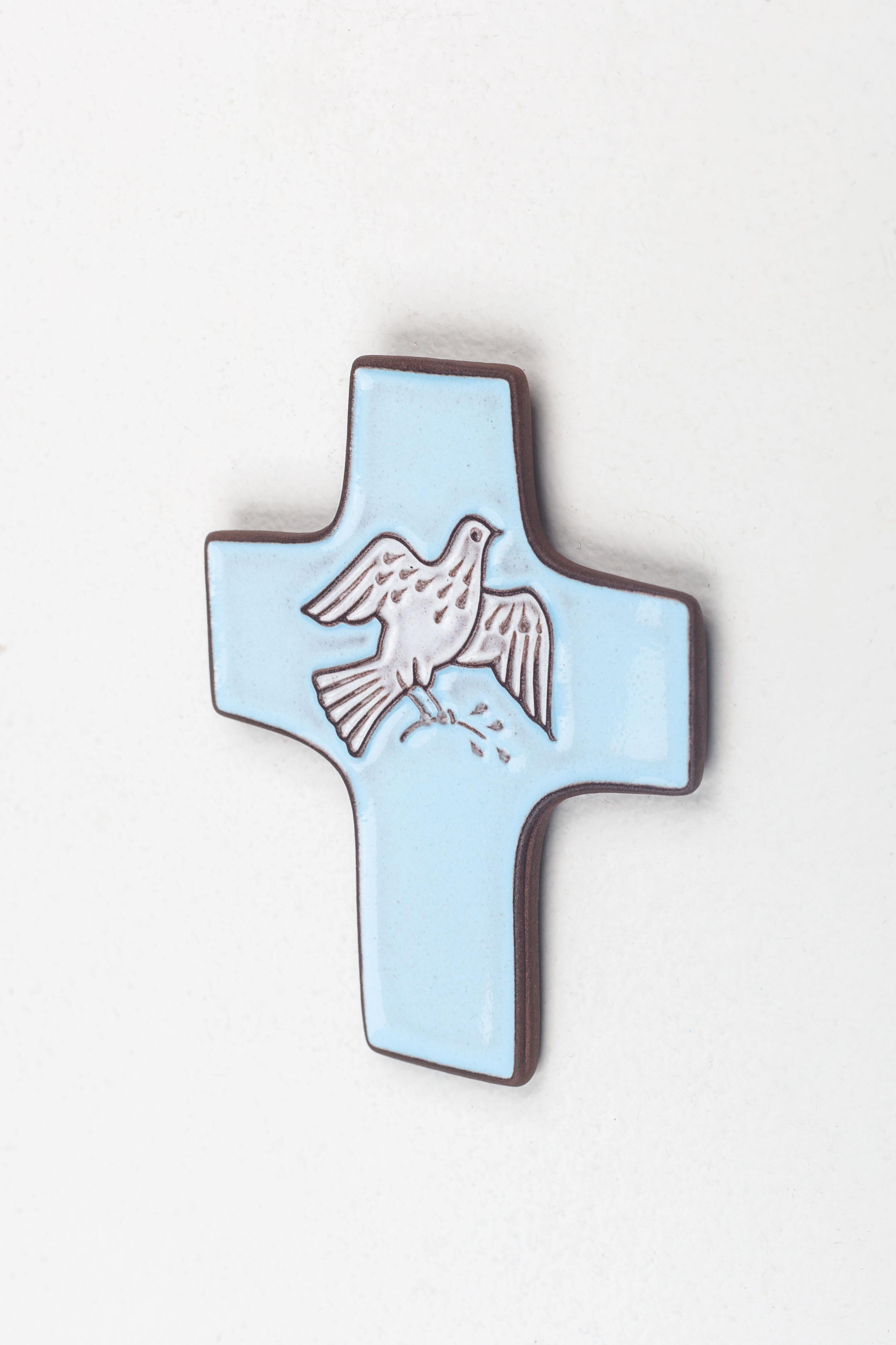 Mid-Century Gelassenheit Taube Keramik Kreuz im Angebot 2