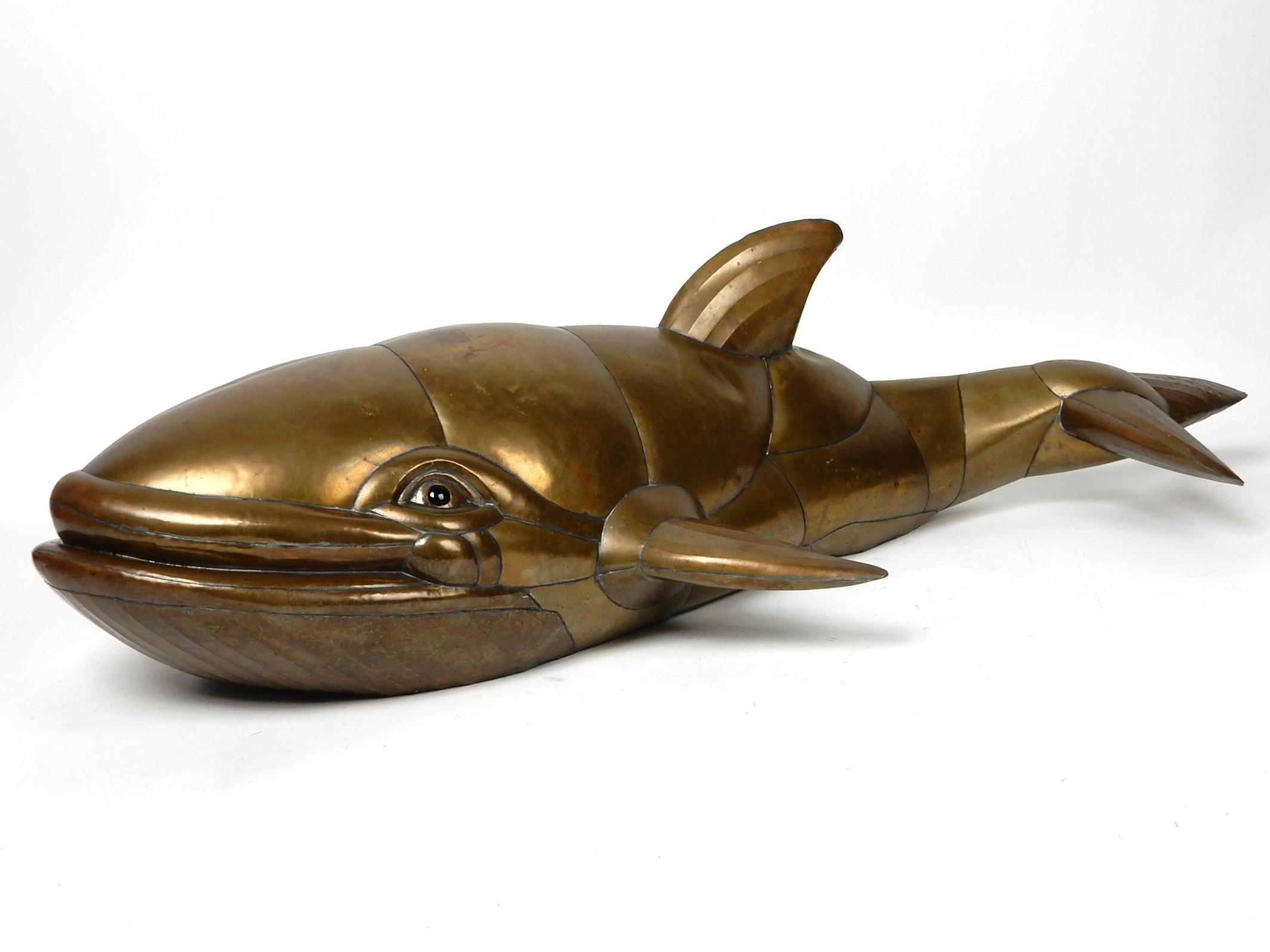 Mid-Century Modern Mid-Century Sergio Bustamante Brass & Copper Whale Sculpture