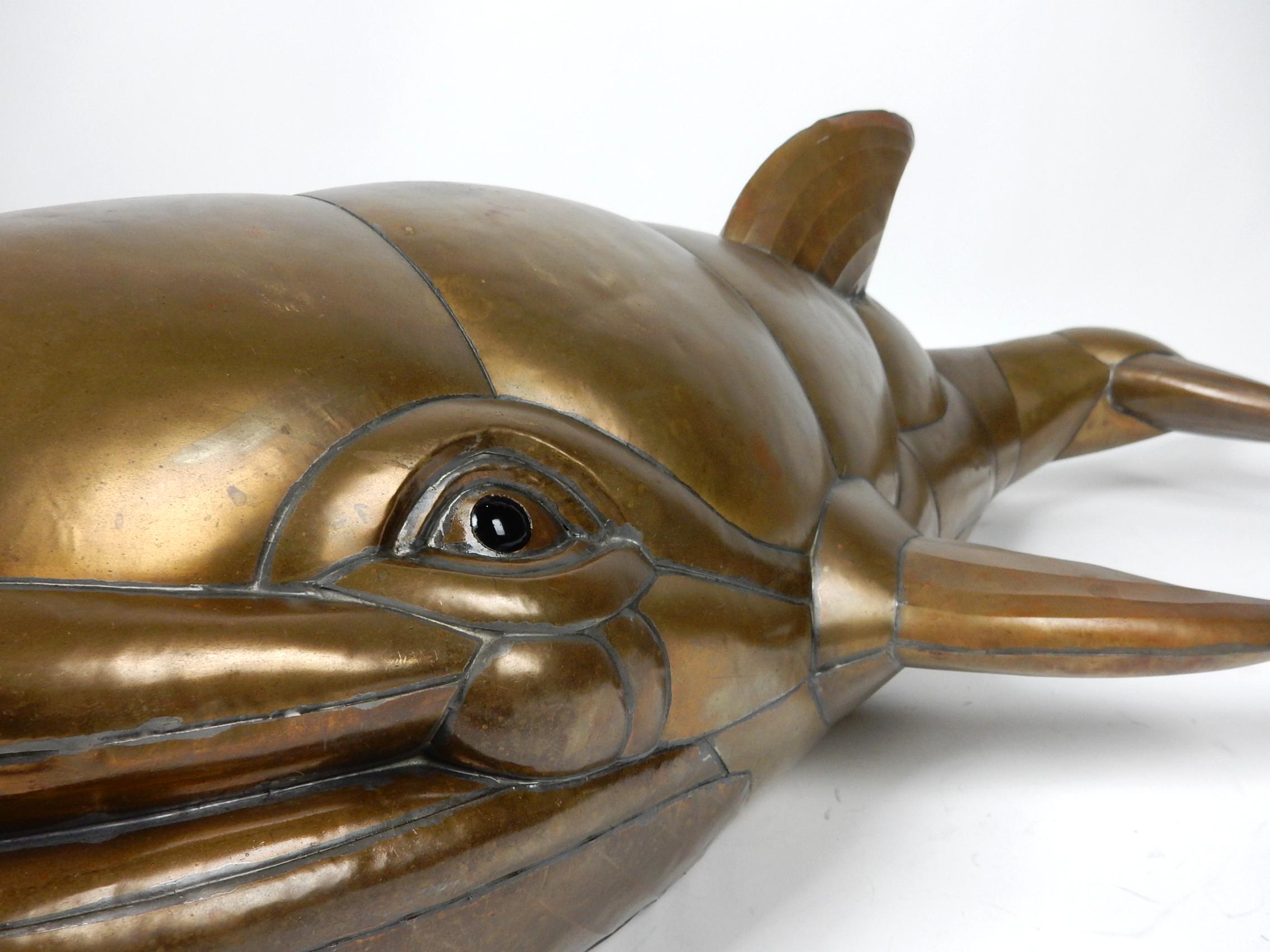 Mid-Century Sergio Bustamante Brass & Copper Whale Sculpture In Good Condition In Las Vegas, NV