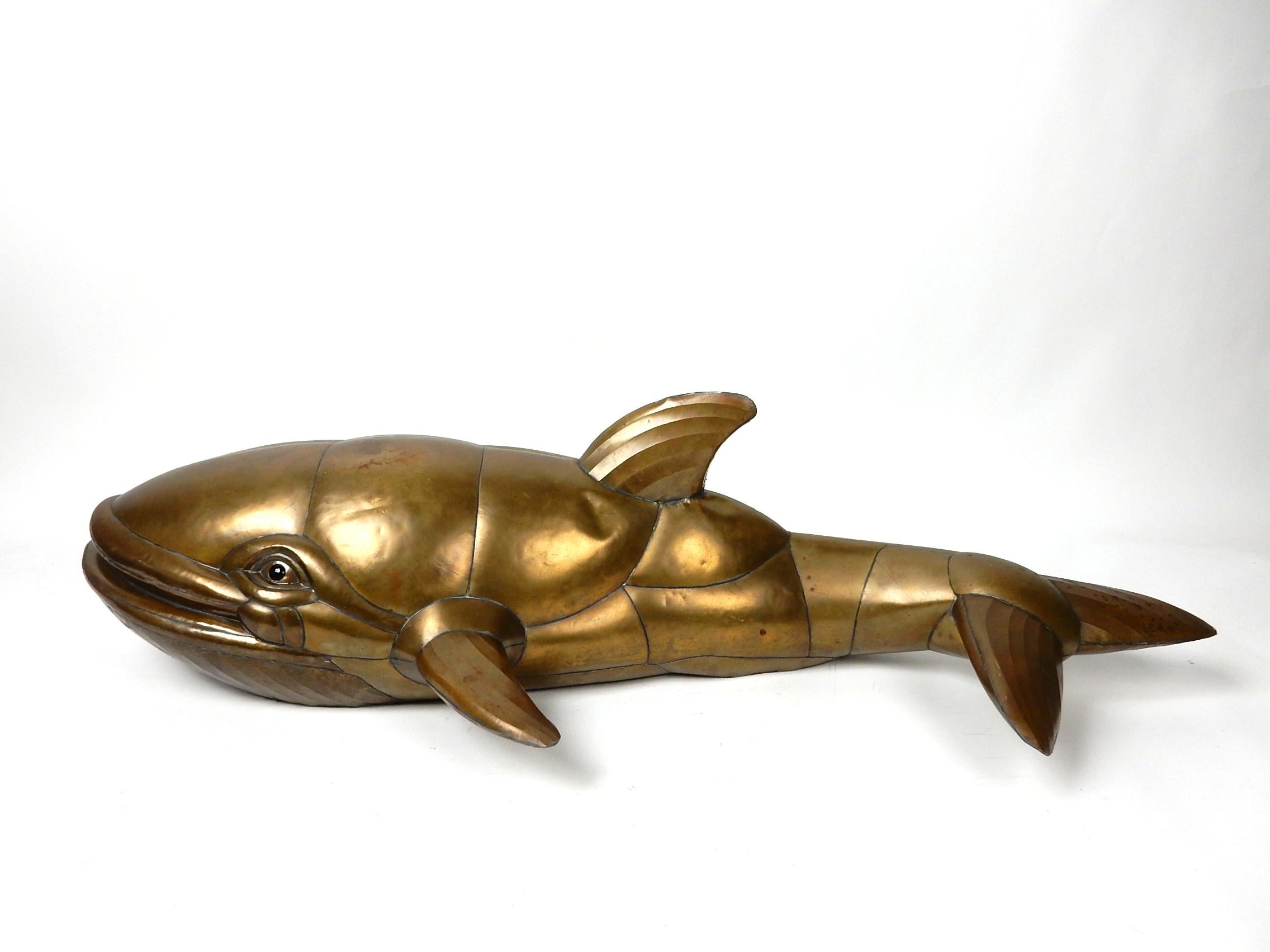 Mid-Century Sergio Bustamante Brass & Copper Whale Sculpture 2