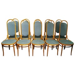 Midcentury Set of 10 Thonet High Back Bentwood Chairs