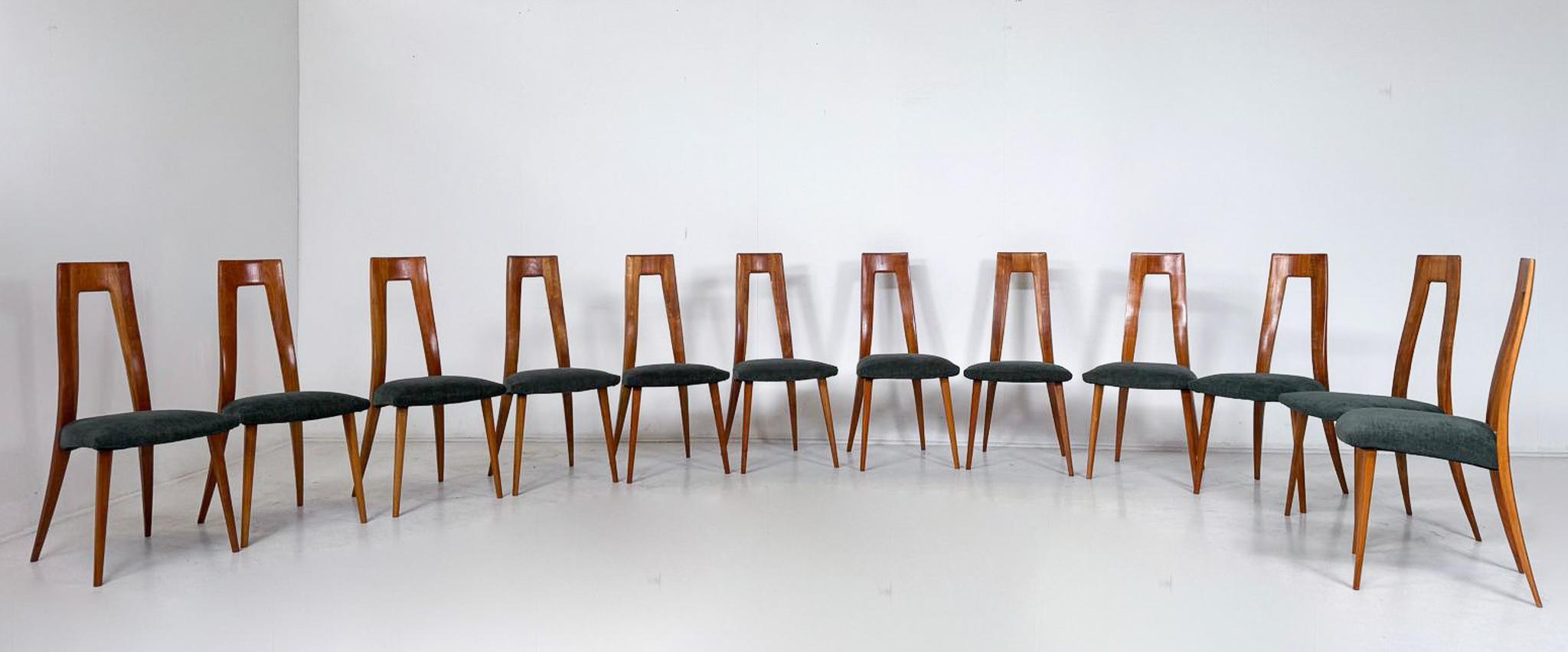 Tissu Ensemble de 12 chaises du milieu du siècle par Ernst Martin Dettinger pour Veil, années 1950 en vente