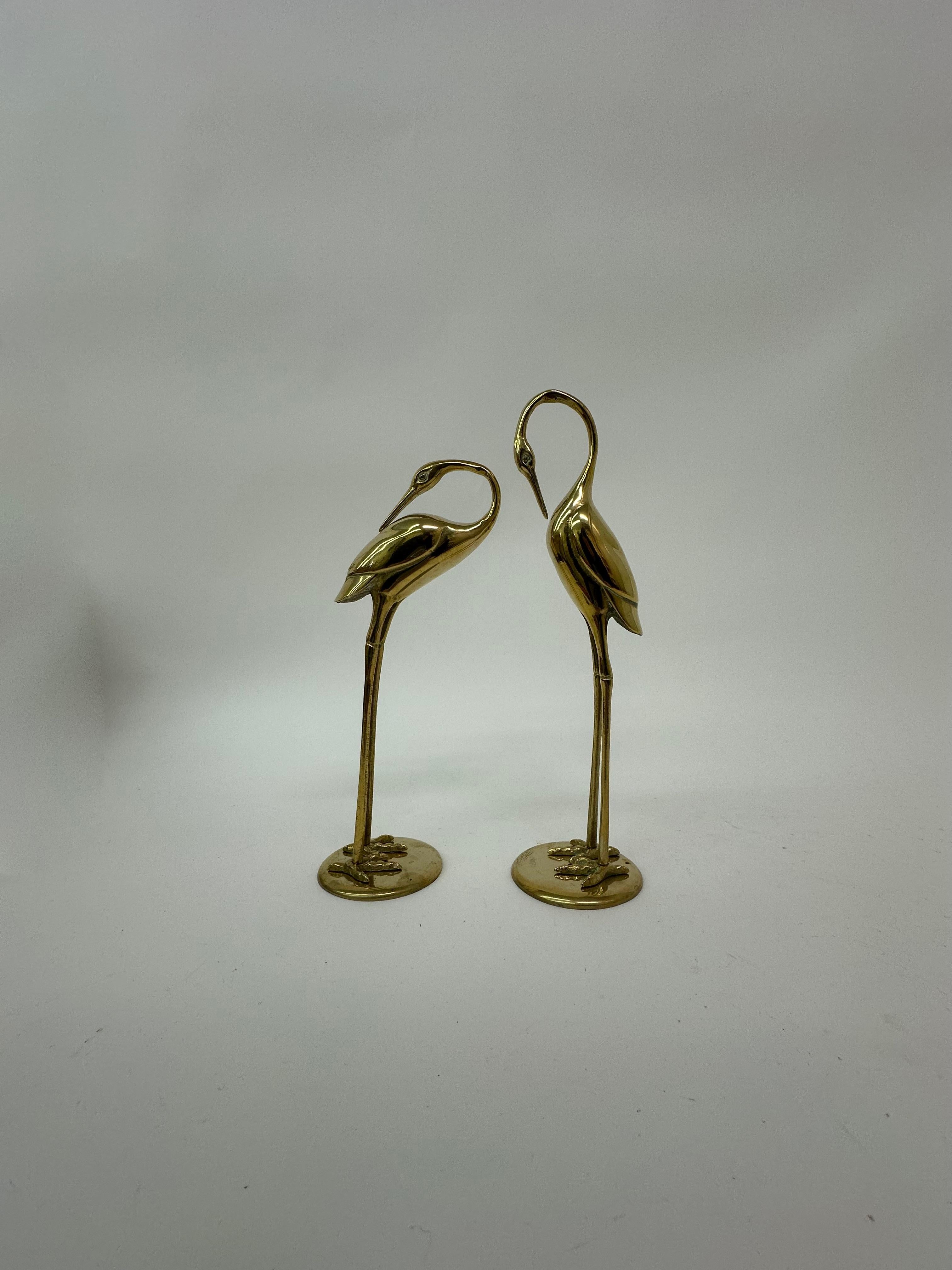 Late 20th Century Mid century set of 2 brass birds , 1970’s For Sale