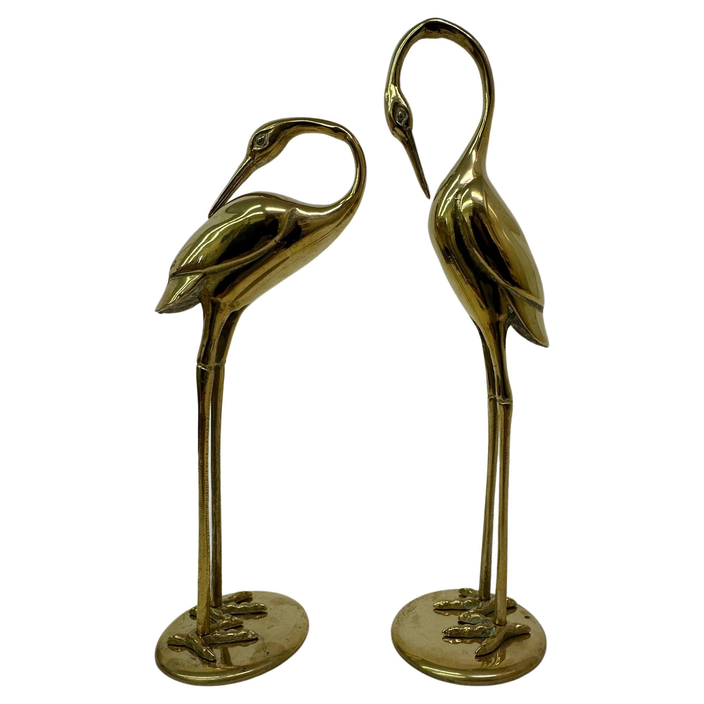 Mid century set of 2 brass birds , 1970’s For Sale