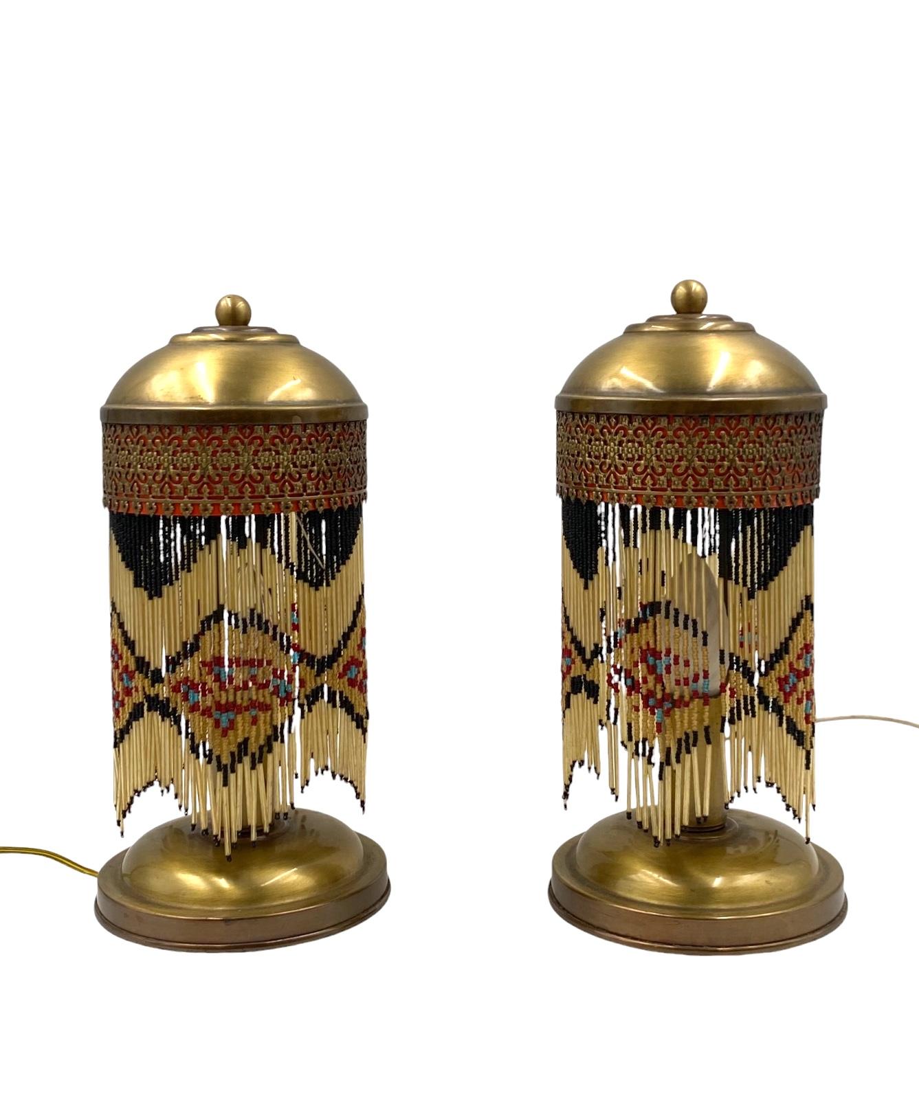 Juego de 2 lámparas de mesa de latón de mediados de siglo, Italia años 40 Italian en venta
