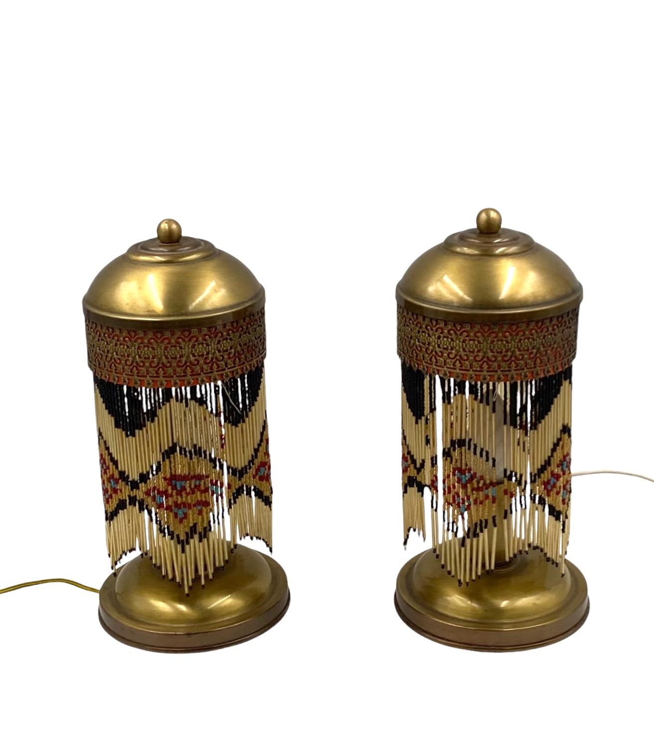Juego de 2 lámparas de mesa de latón de mediados de siglo, Italia años 40 en Bueno estado para la venta en Firenze, IT