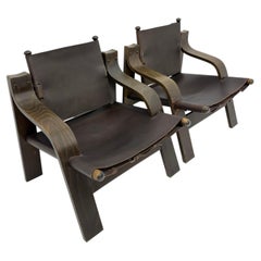 Set di 2 poltrone lounge "Safari" in stile brutalista della metà del secolo, anni '70