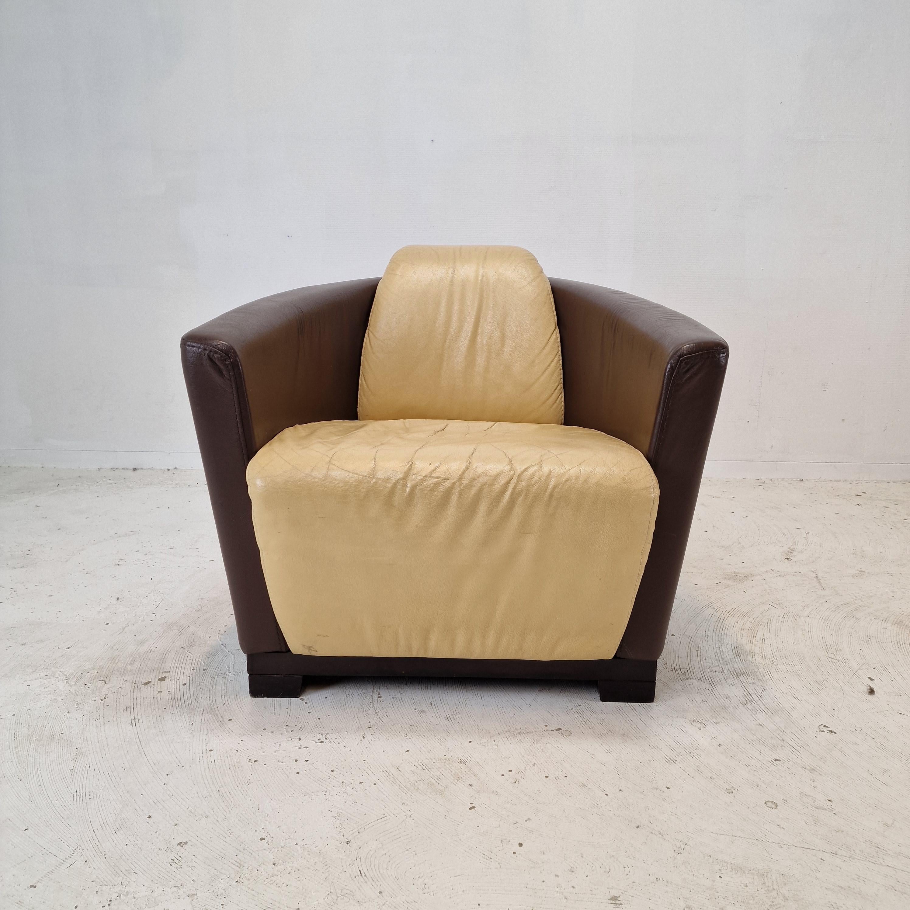 Mid-Century Modern Mid Century Set of 2 Calia Club or Lounge Chairs, Italy 1980's For Sale