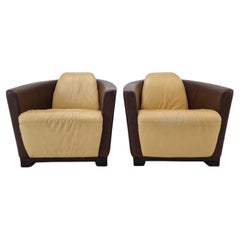 Antique Mid Century Set of 2 Calia Club or Lounge Chairs, Italy 1980's