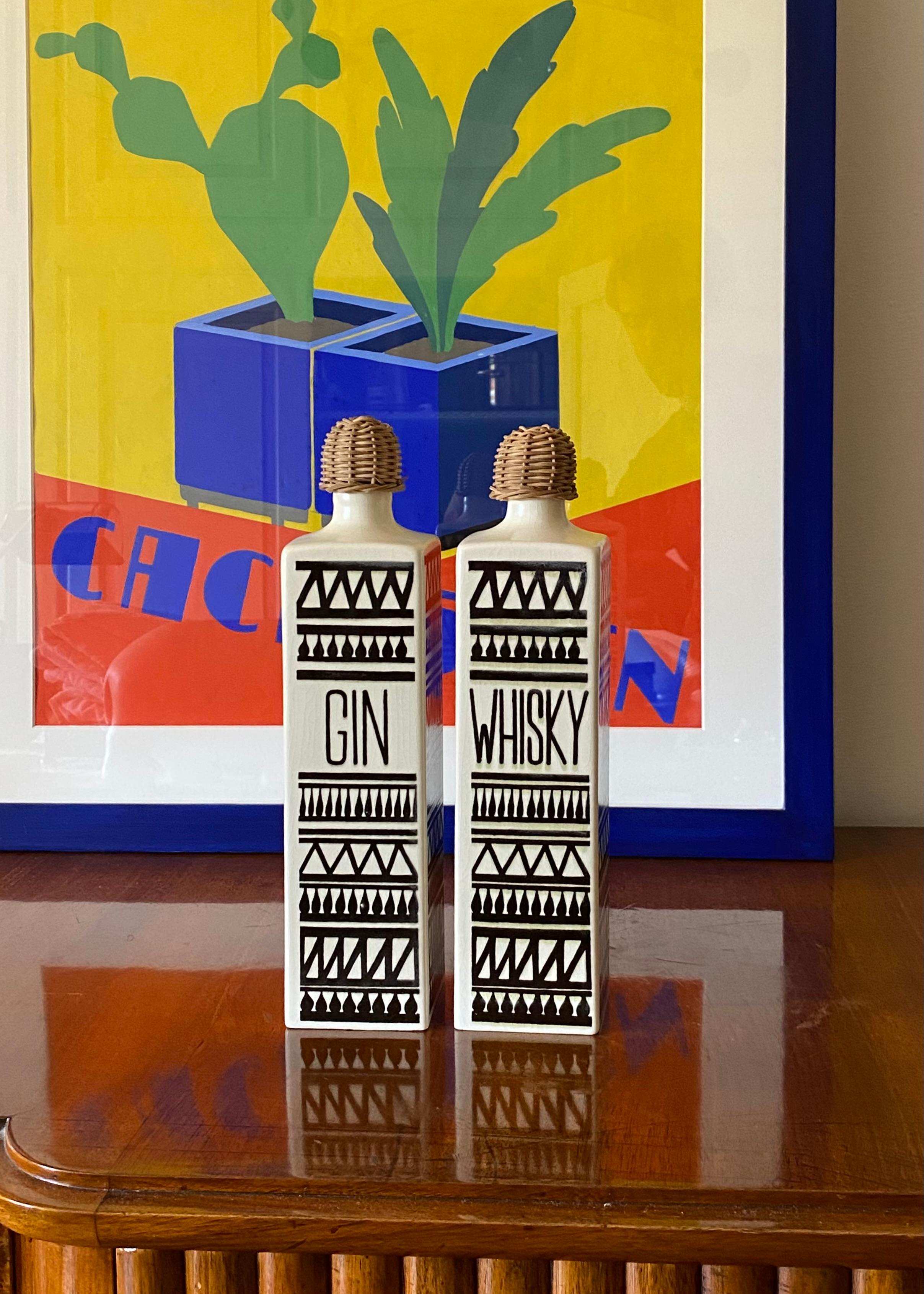 German Ensemble de 2 bouteilles en céramique du milieu du siècle, Staffel Limburg Allemagne, années 1960 en vente