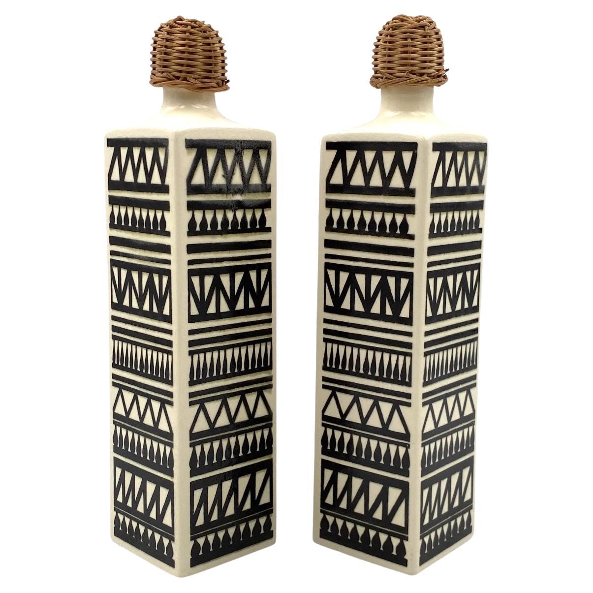 Mid-century set of 2 ceramic bottles, Staffel Limburg Germany, 1960s