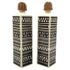 Mid-century set of 2 ceramic bottles, Staffel Limburg Germany, 1960s