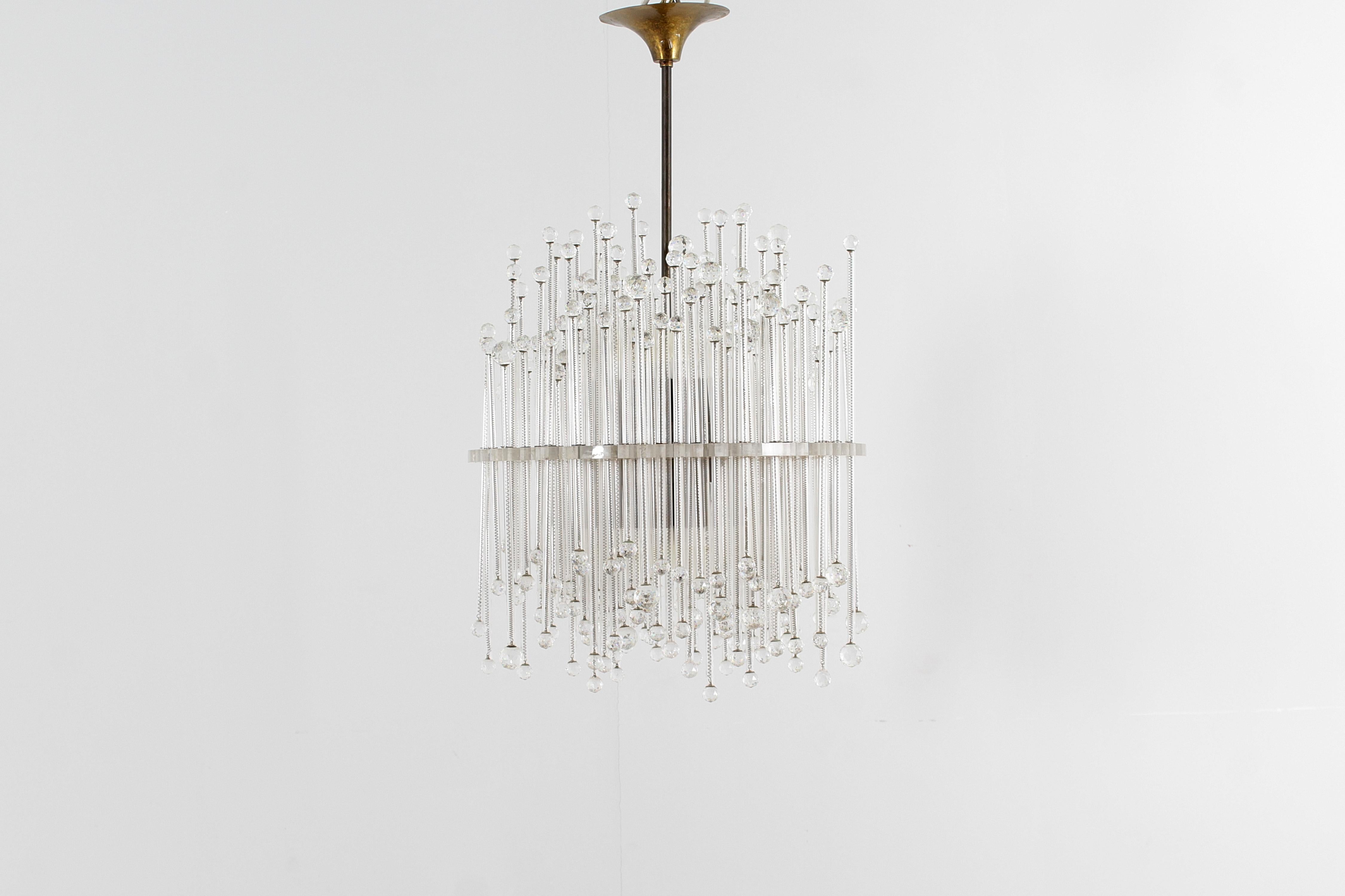 Mid-Century Set of 2 Italian Production Crystal Glass and Plexi Chandelier 1960s For Sale 2