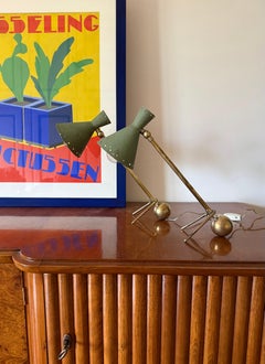 Ensemble de 2 lampes de table du milieu du siècle, attribuées à Stilnovo Milano Italie, années 1950