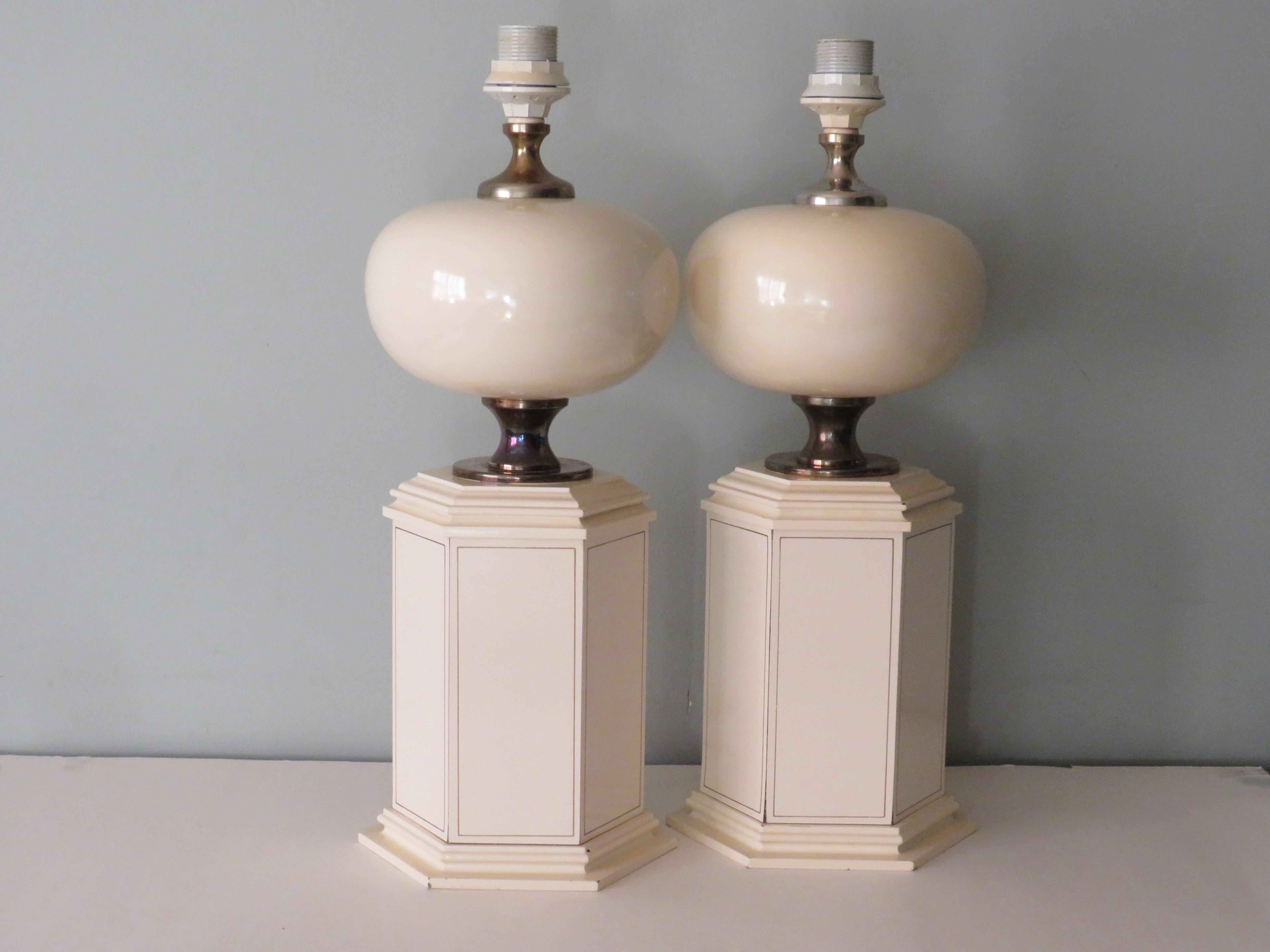 Mid-Century Modern Mid Century Set of 2 Table Lamps by Maison Le Dauphin, France 1960-1970 For Sale