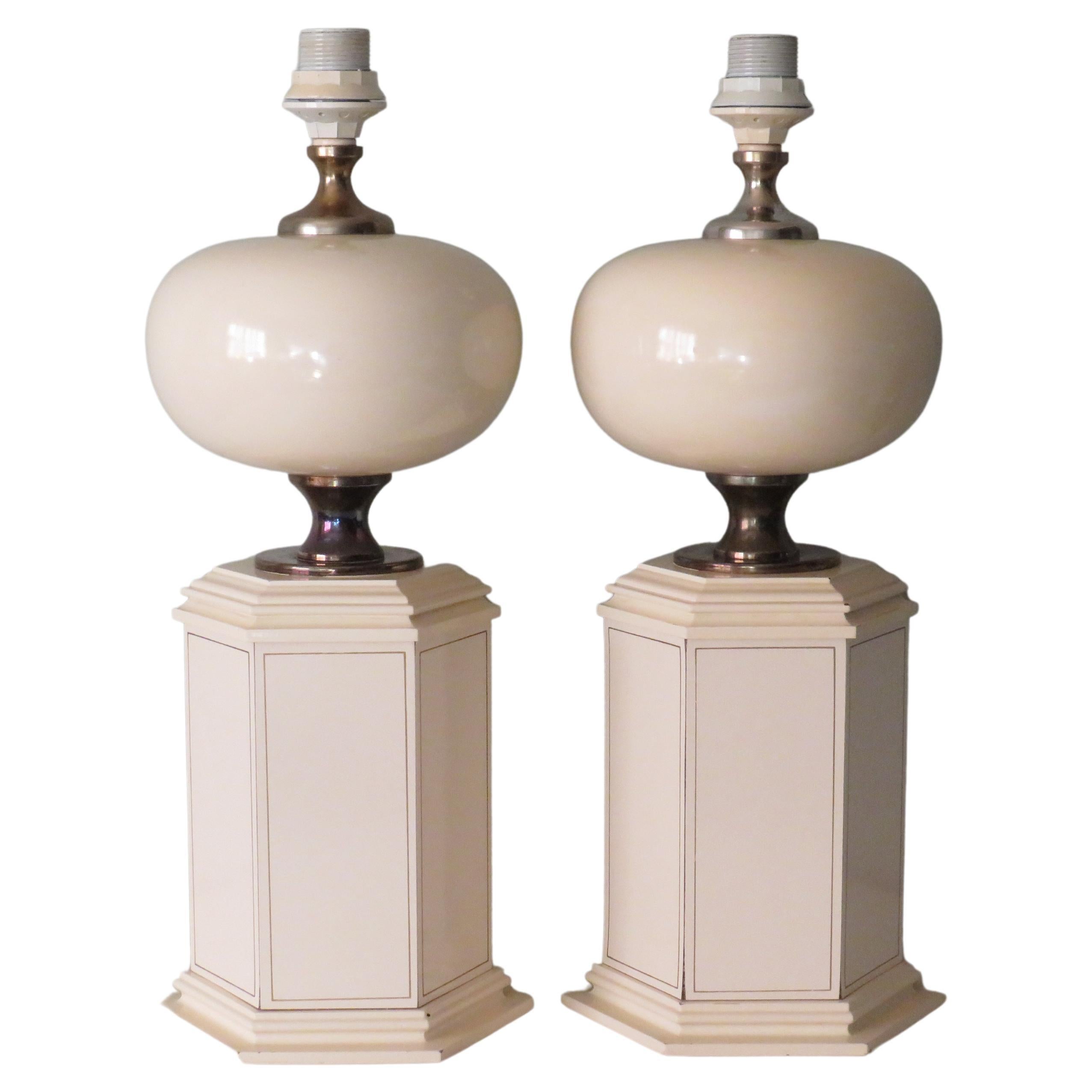 Set aus 2 Mid-Century-Tischlampen von Maison Le Dauphin, Frankreich 1960-1970 im Angebot