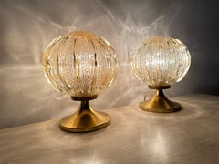 Mid-century set of 2 Wortmann & Filz glass table lamps , 1970s