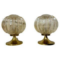 Mid-century set of 2 Wortmann & Filz glass table lamps , 1970s