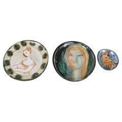 Mid-Century Set of 3 French Ceramic plates by Naumovitch Era Vallauris Capron