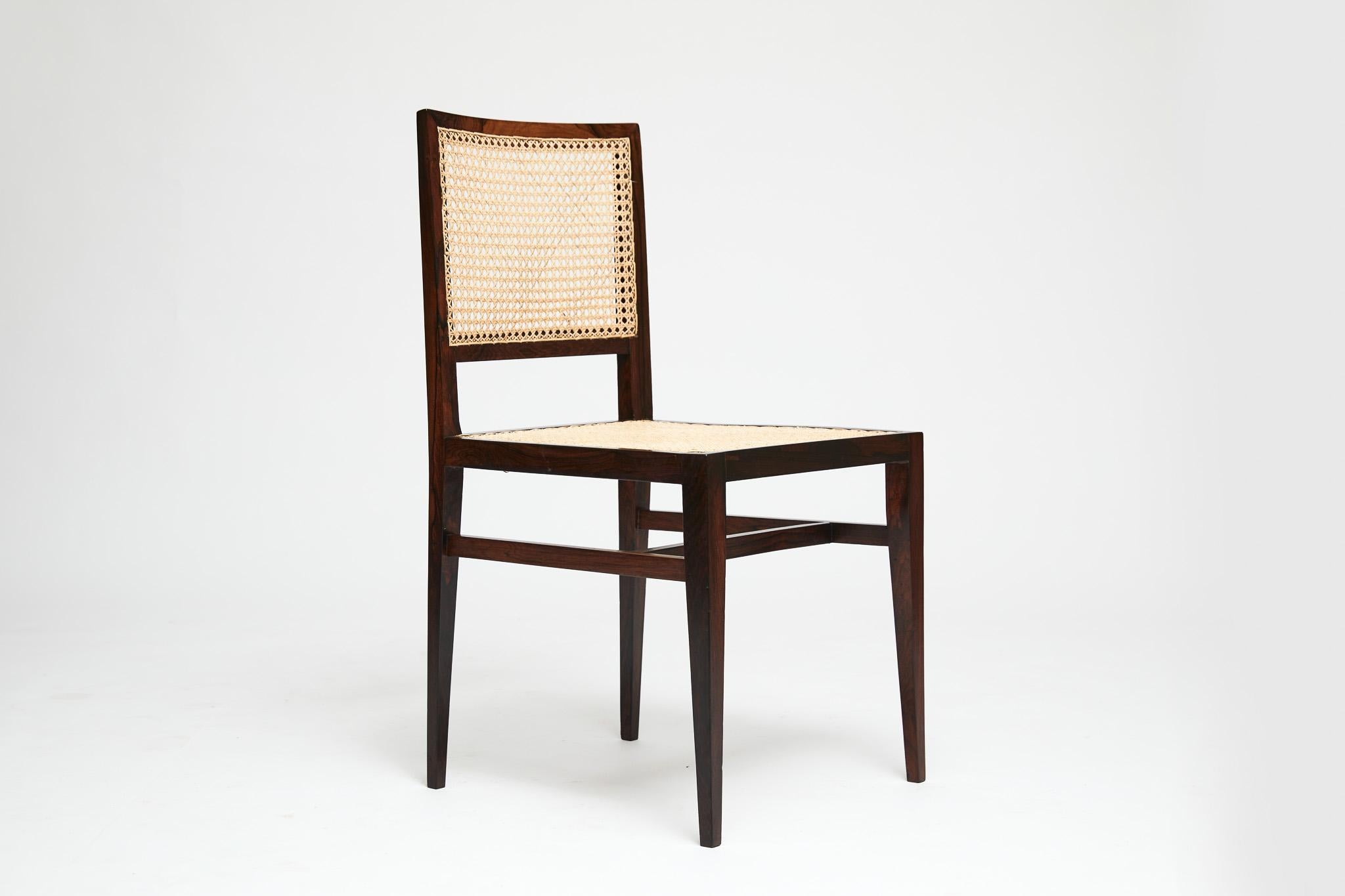 Three Mid-Century Modern Hardwood & Cane Chairs by Joaquim Tenreiro, 1950 Brazil In Good Condition For Sale In New York, NY
