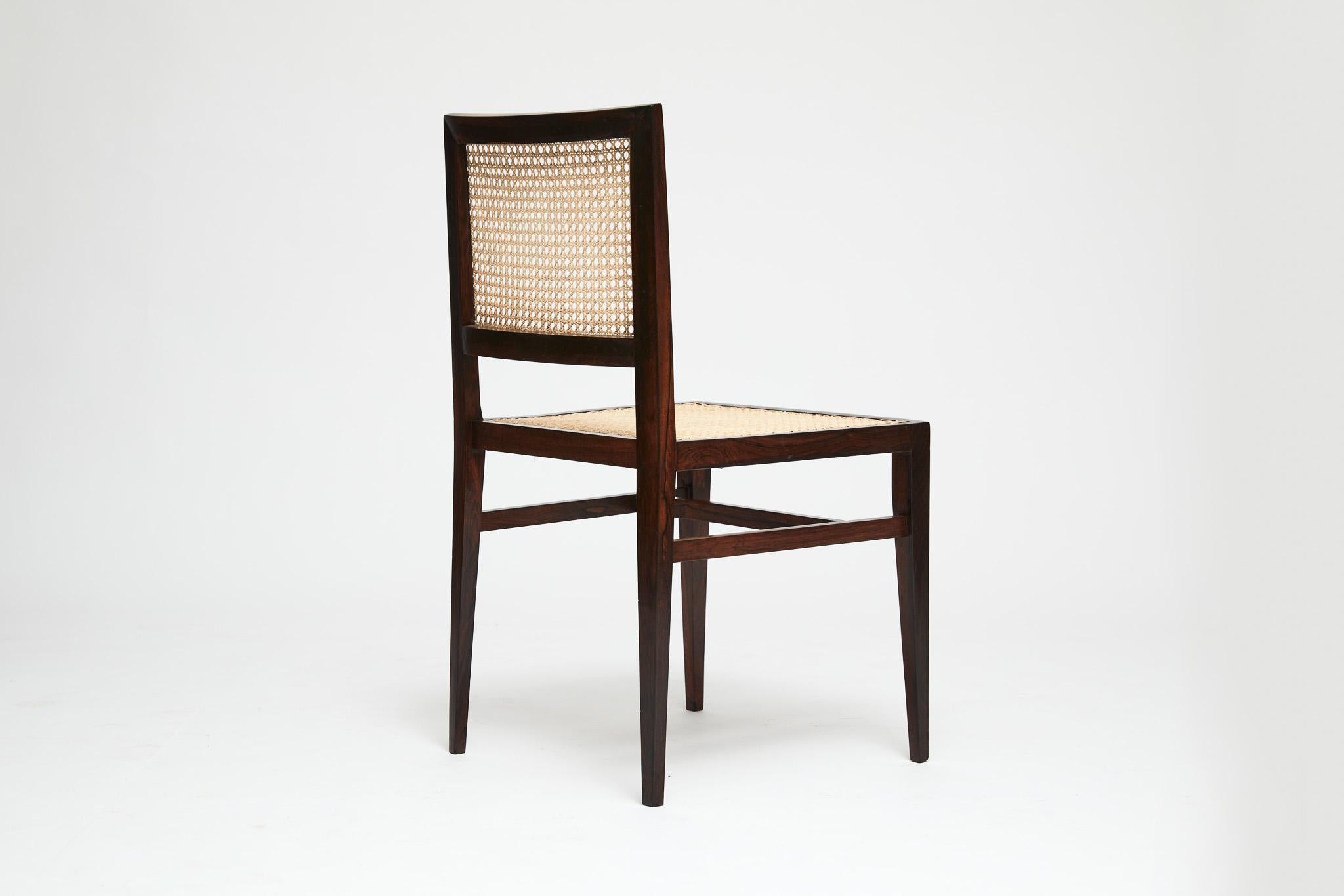 20th Century Three Mid-Century Modern Hardwood & Cane Chairs by Joaquim Tenreiro, 1950 Brazil For Sale