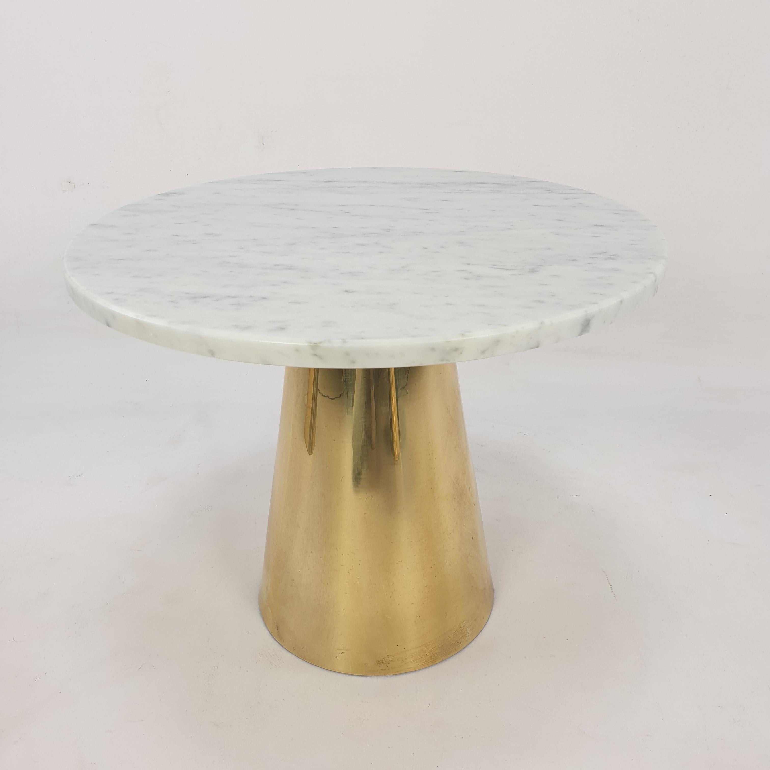 Mid-Century Set of 3 Italian Marble and Brass Tables For Sale 5