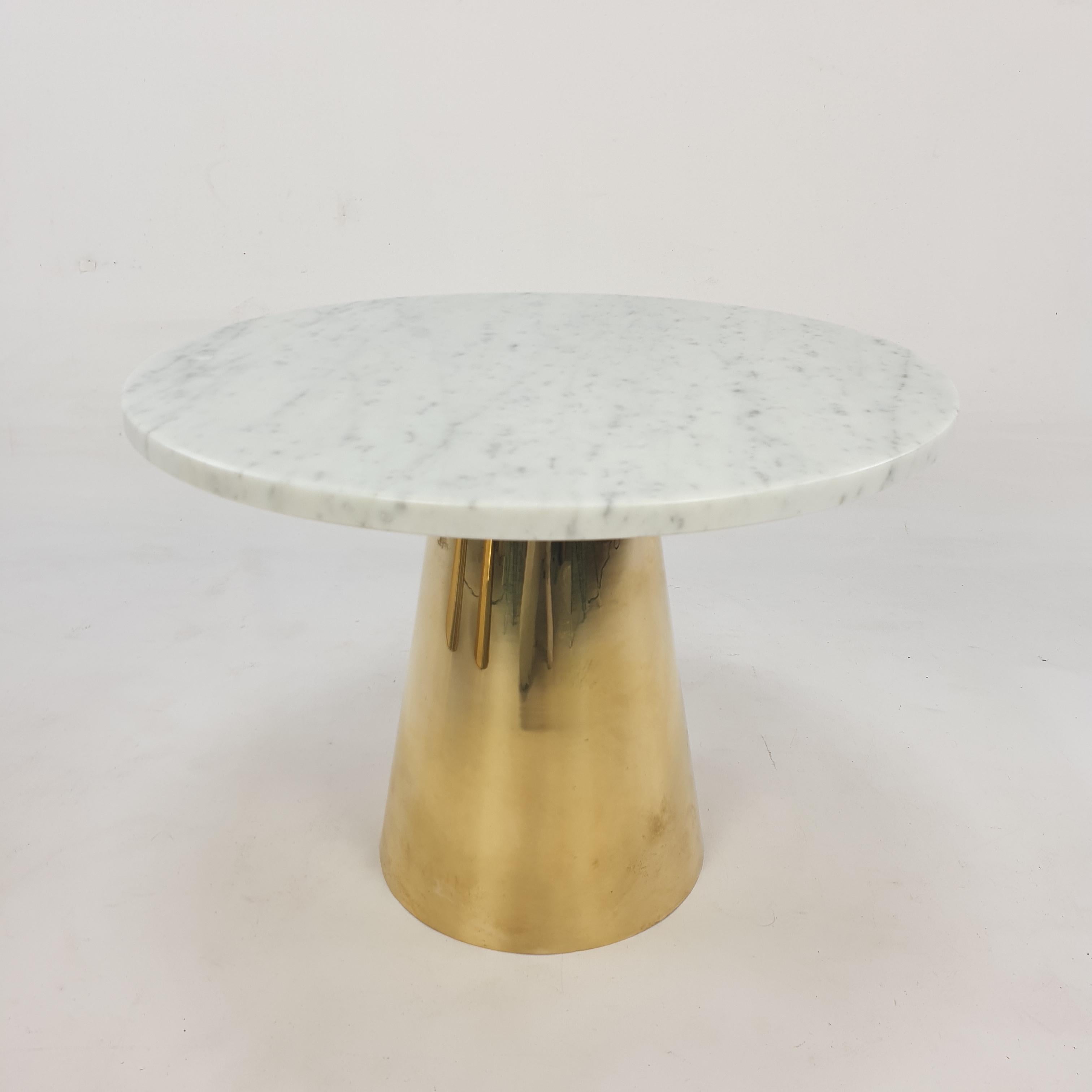 Mid-Century Set of 3 Italian Marble and Brass Tables For Sale 9