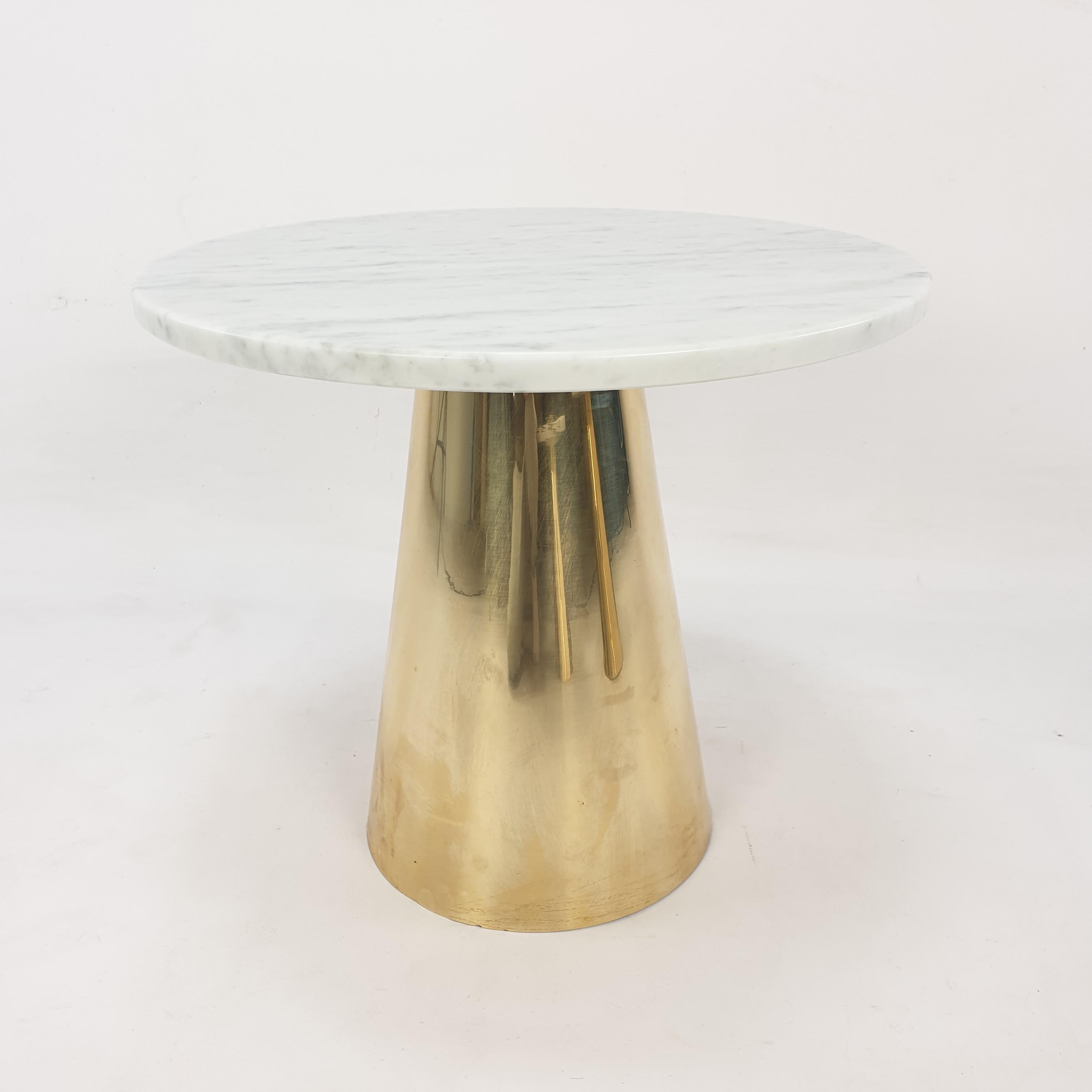 Mid-Century Set of 3 Italian Marble and Brass Tables For Sale 1